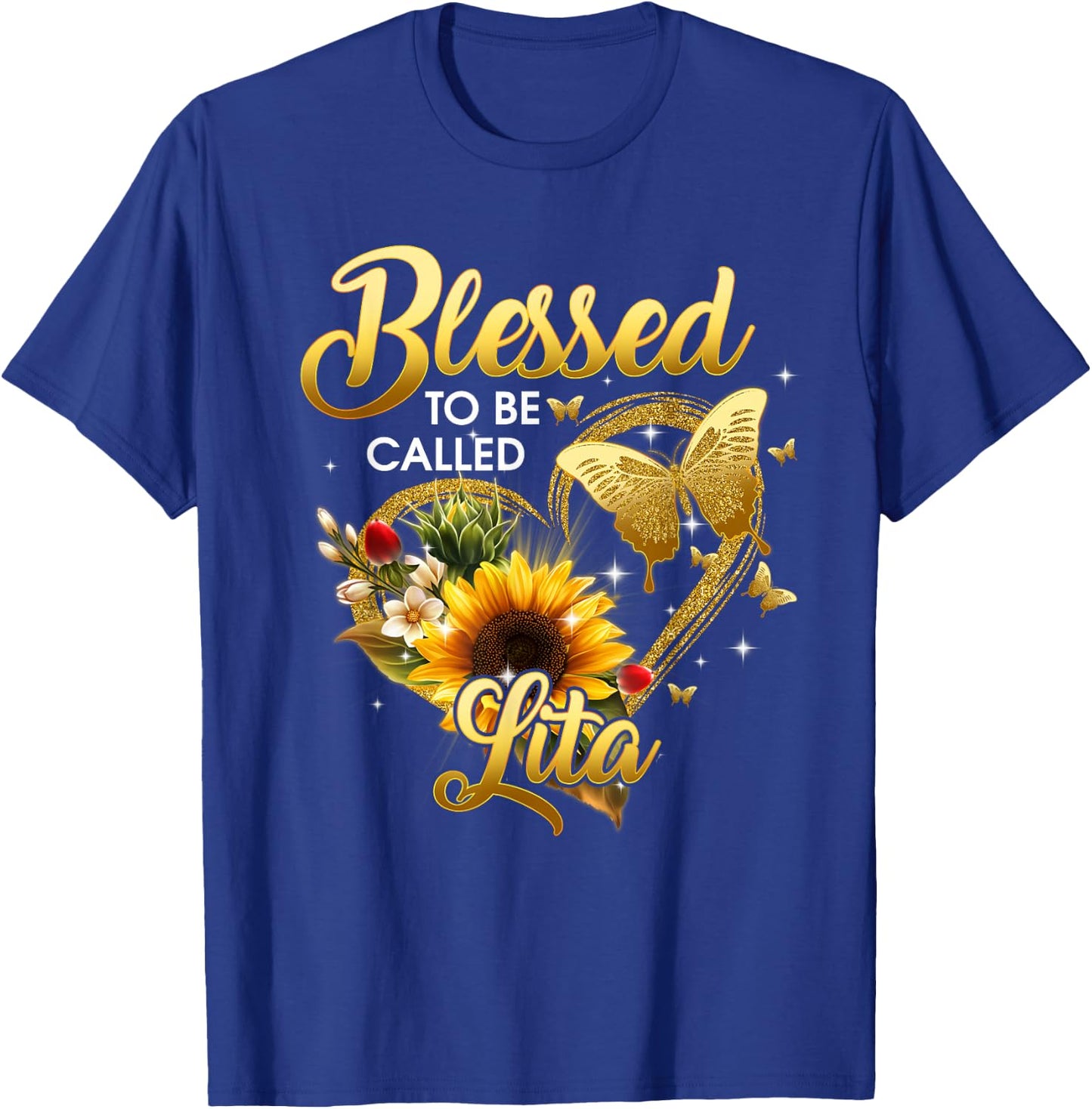 Blessed To Be Called Lita Grandma Sunflower Mothers Day 2022 T-Shirt - T-Shirt | Royal