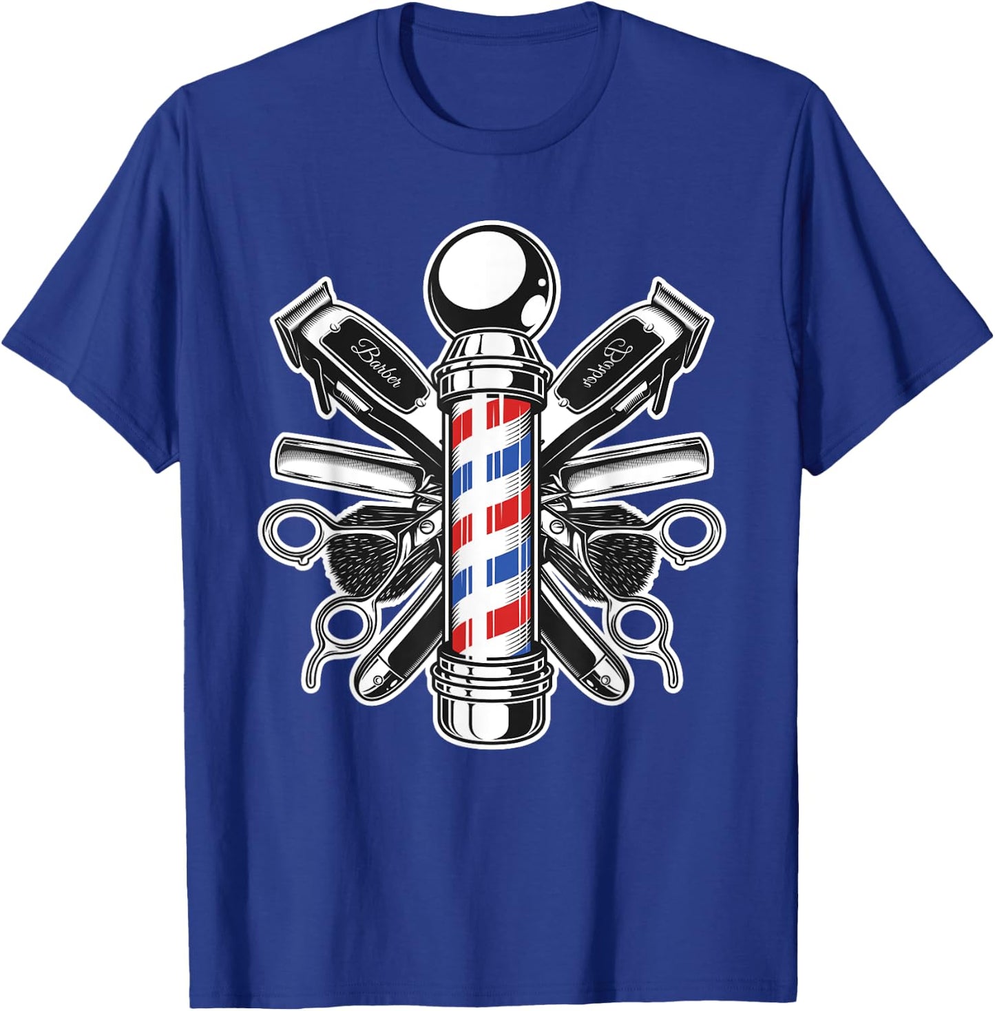 Retro Barber Shop Pole Hair Stylist T-Shirt - T-Shirt | Royal