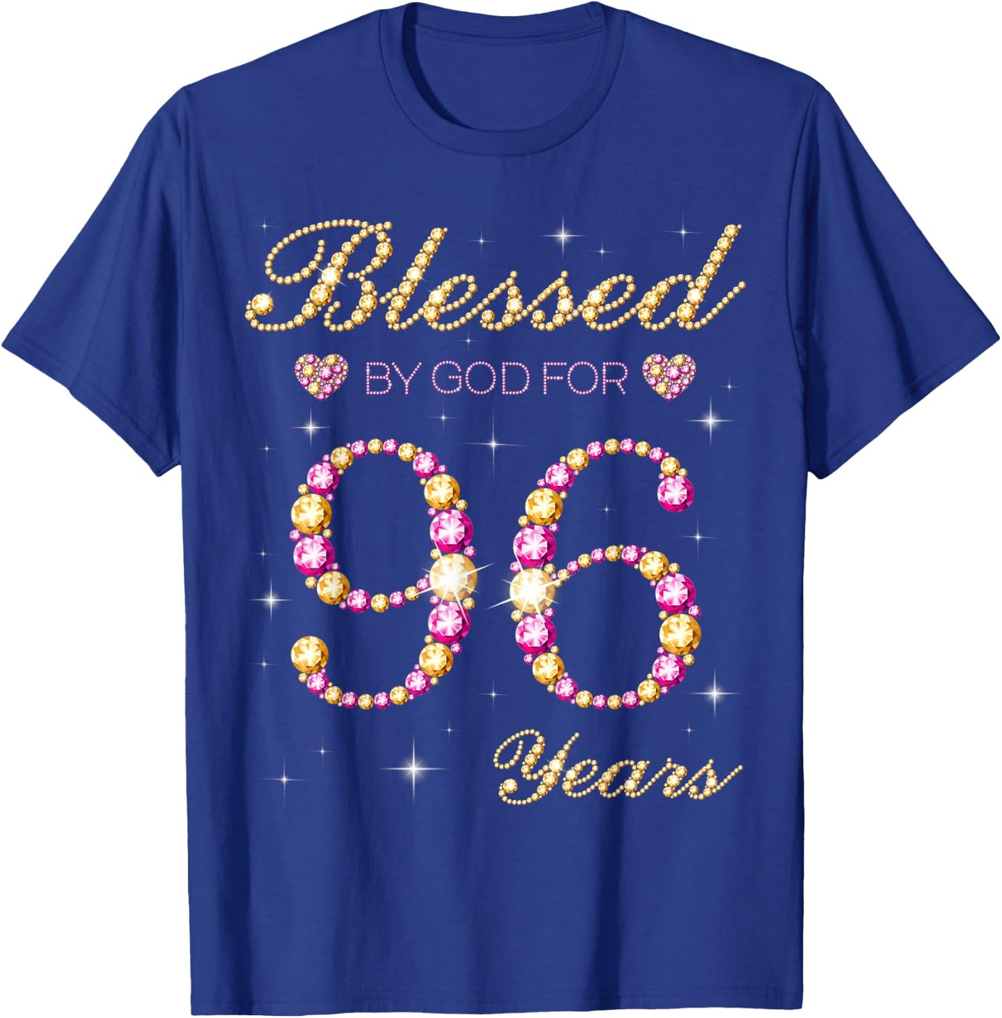 Blessed By God For 96 Years Old 96th Birthday Party T-Shirt - T-Shirt | Royal