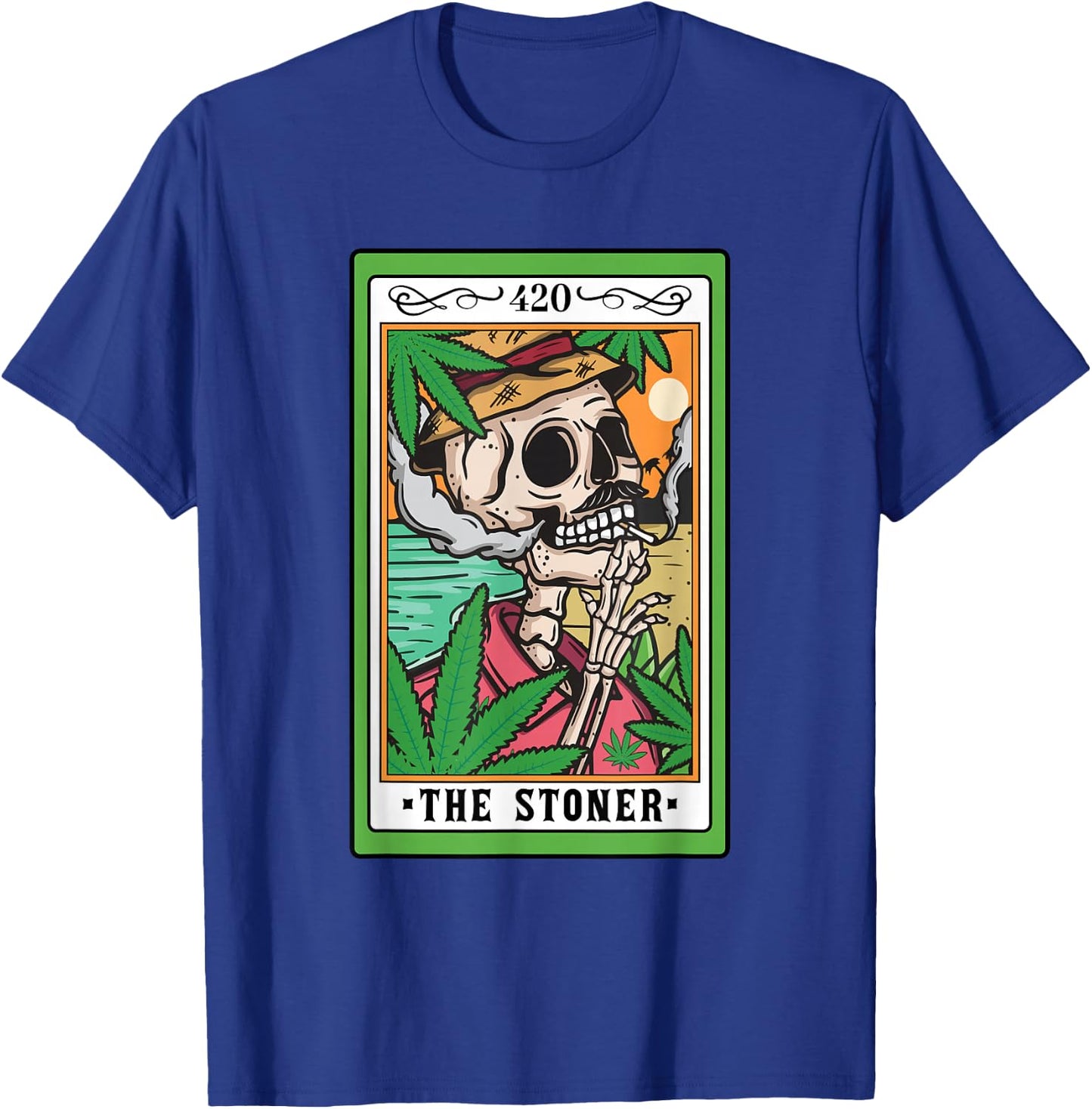 The Stoner Tarot Card Skeleton Cannabis Weed Lover Marijuana T-Shirt - T-Shirt | Royal