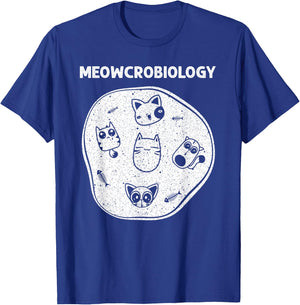 Funny Science Cat Designs Women Meow Microbiologists T-Shirt - T-Shirt | Royal