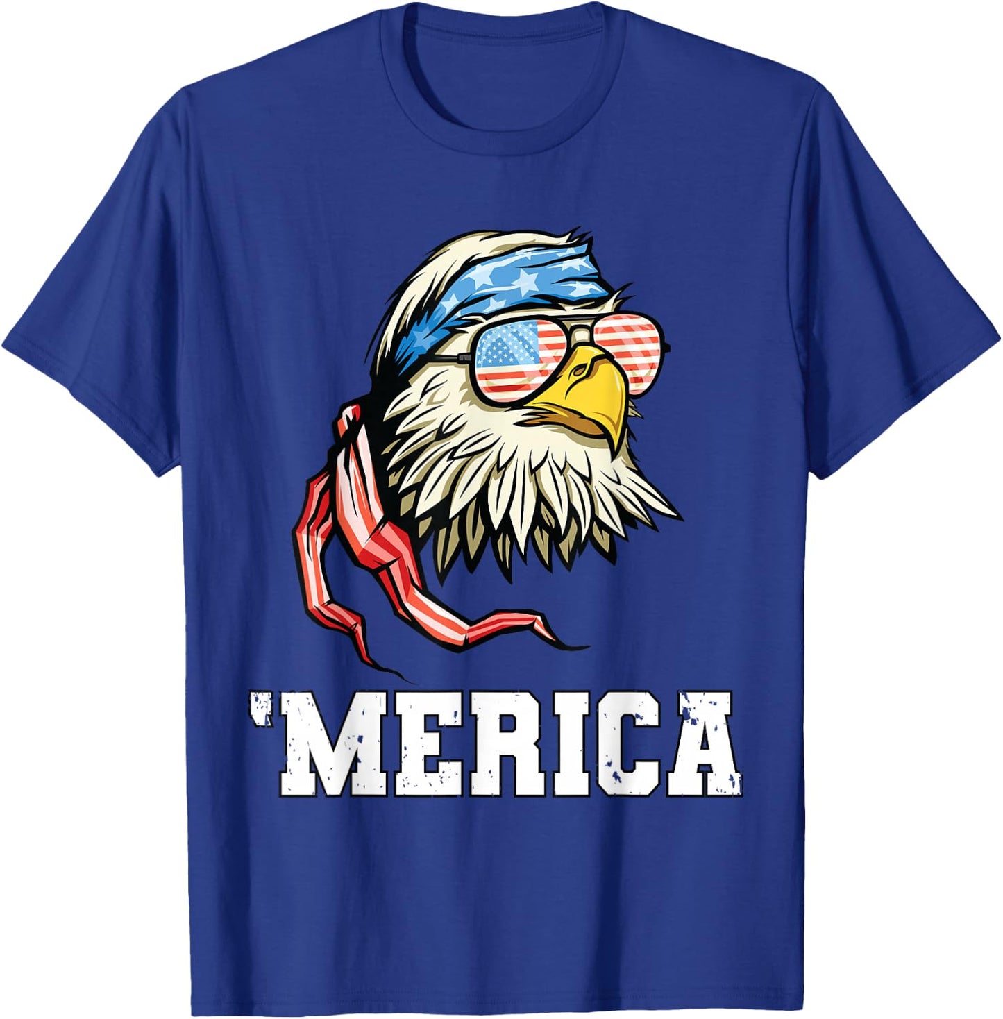 4th of July Merica USA Flag Bald Eagle Patriotic Veteran T-Shirt - T-Shirt | Royal