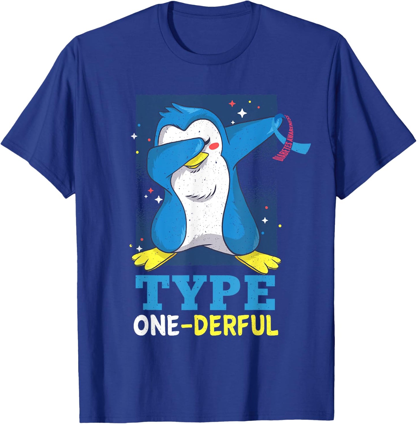 Type 1 Diabetes Kids Funny Diabetic Penguin T-Shirt - T-Shirt | Royal