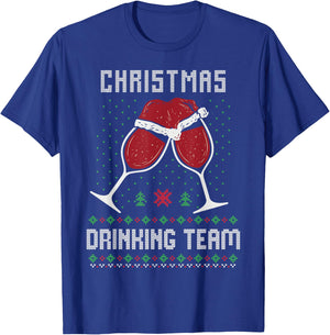 Ugly Christmas Sweater Alcohol Drink Beer Drinking Team Wine T-Shirt - T-Shirt | Royal