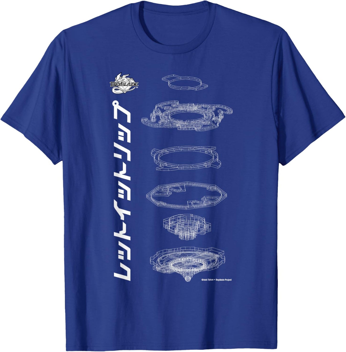 Beyblade Schematic White T-Shirt - T-Shirt | Royal