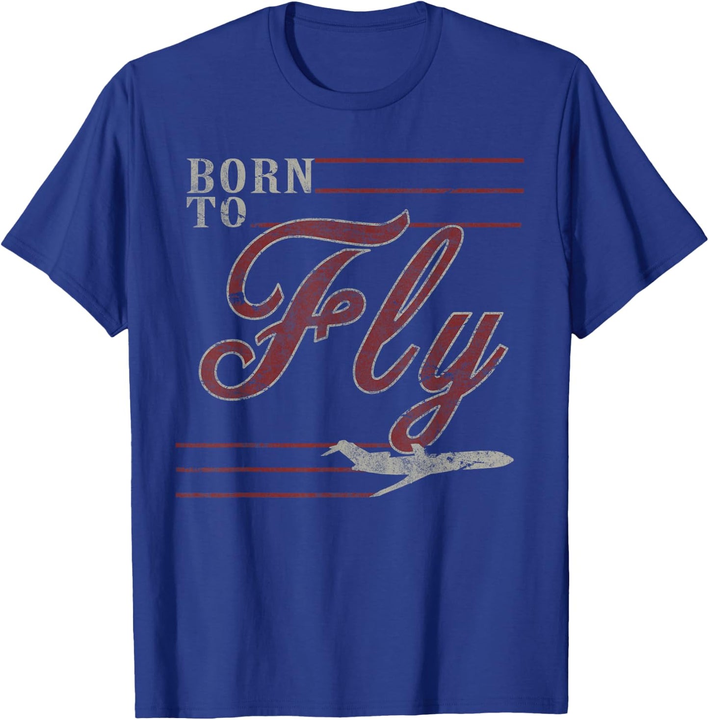 Born to Fly 727 Airplane Vintage Distressed Pilot T-Shirt - T-Shirt | Royal
