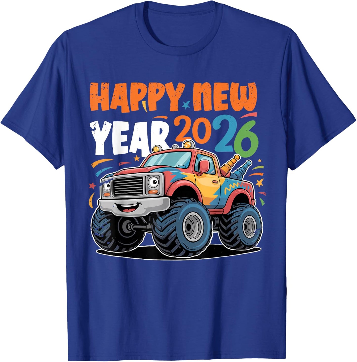 Happy New Year 2026 Toddlers Kids Boys Funny Monster Truck T-Shirt - T-Shirt | Royal