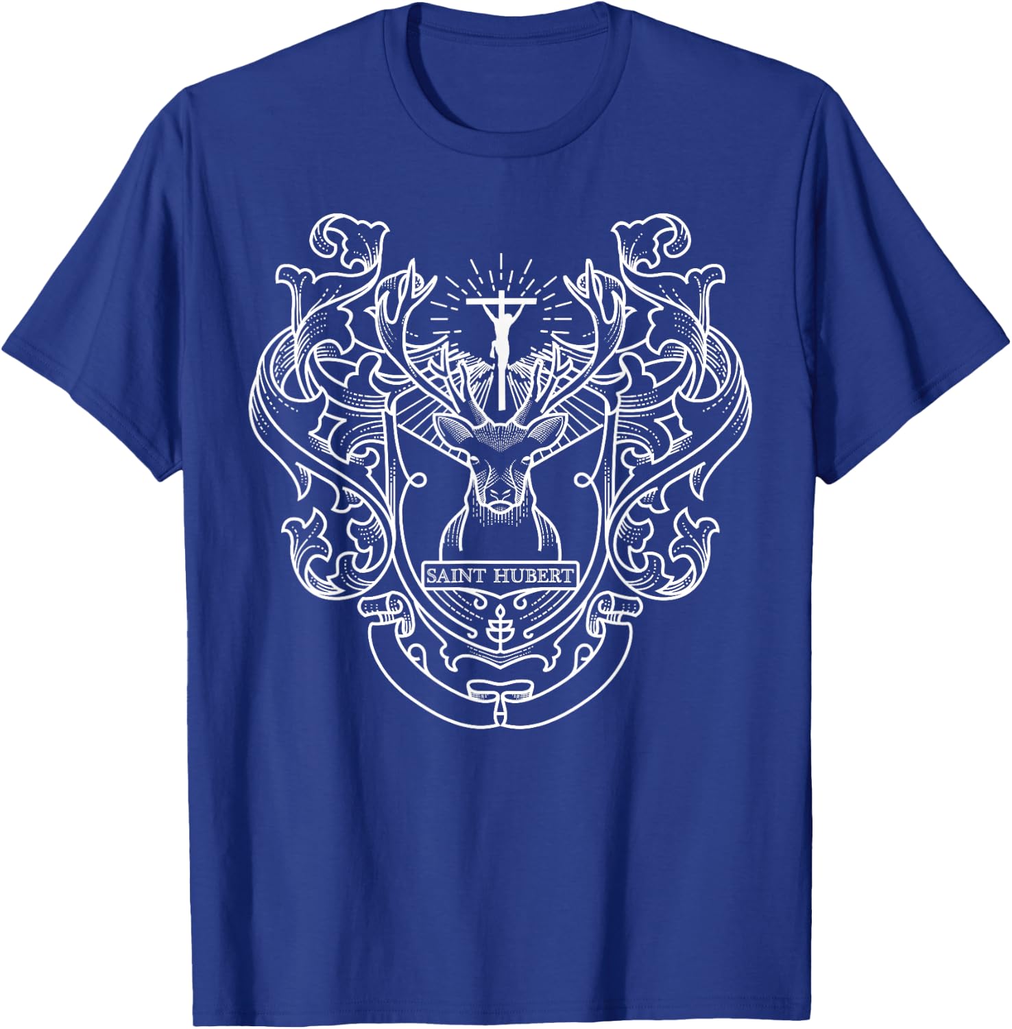 Hubert Hubertus Patron Saint of Hunters Catholic Men T-Shirt - T-Shirt | Royal