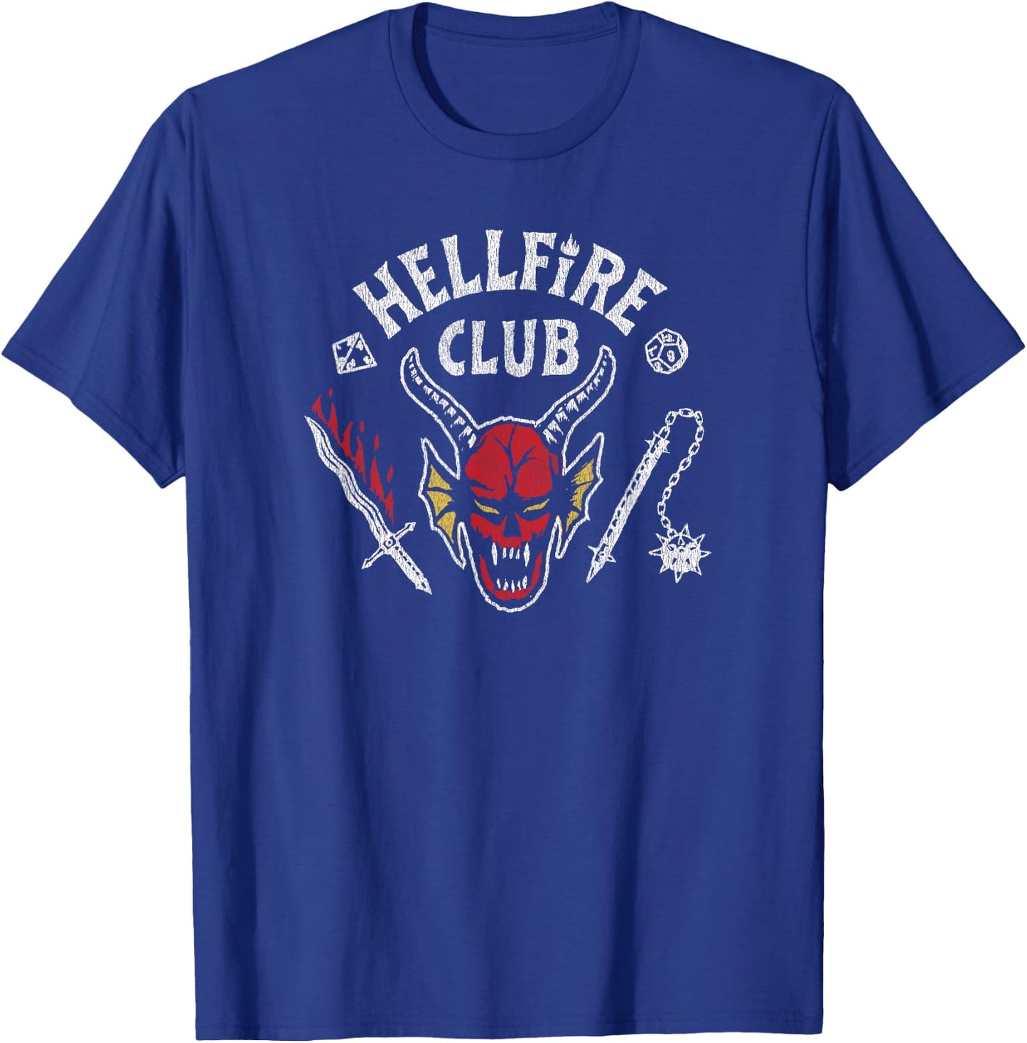 Stranger Things 4 Hellfire Club Skull & Weapons T-Shirt - T-Shirt | Royal