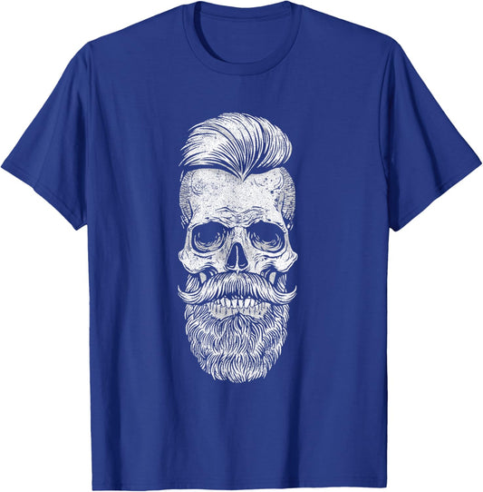 Funny Vintage Hipster Bearded Skull. Beard Lover T-Shirt - T-Shirt | Royal