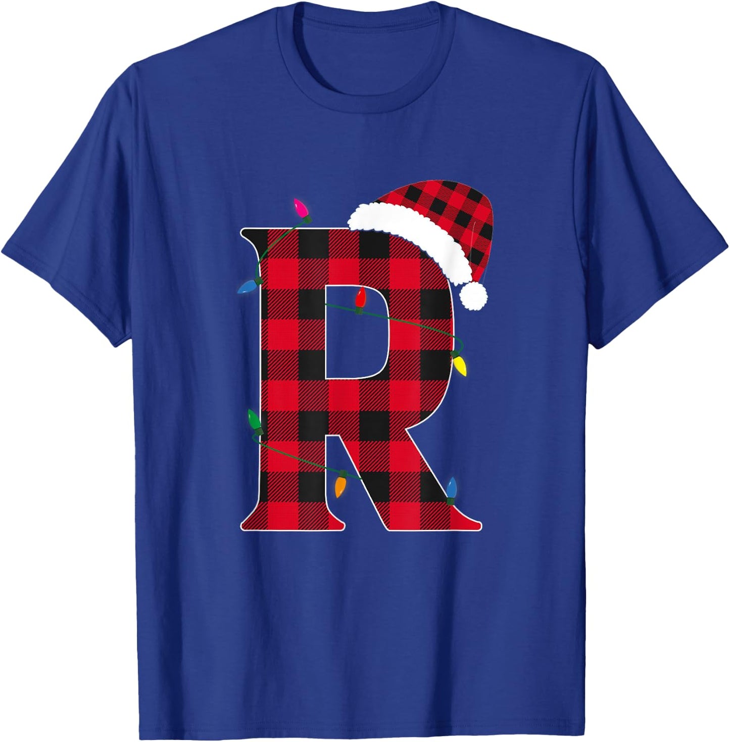 Awesome Letter R Initial Name Buffalo Plaid Christmas T-Shirt - T-Shirt | Royal