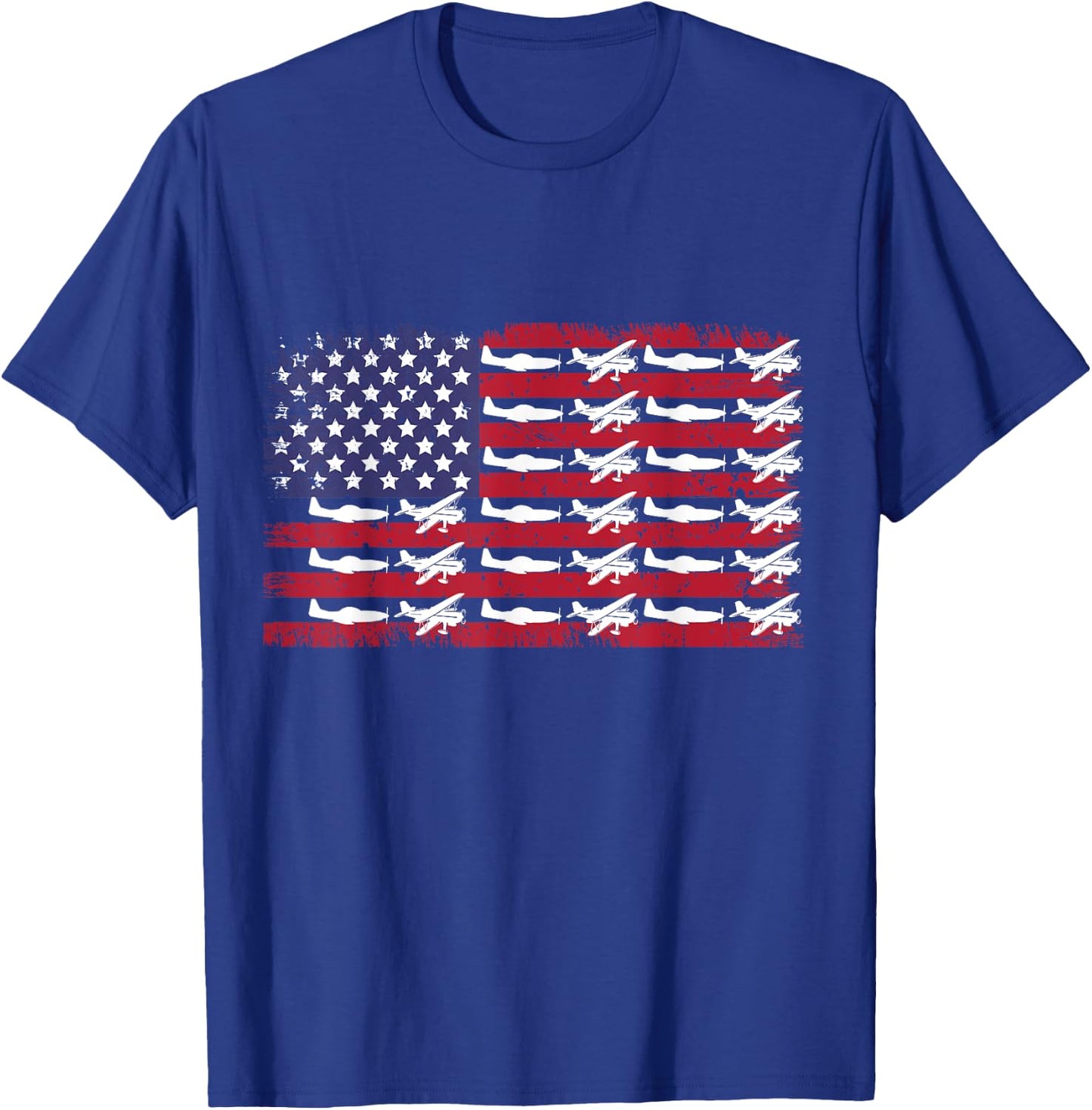 Airplane American USA Flag Aircraft Aviation 4TH of July Men T-Shirt - T-Shirt | Royal