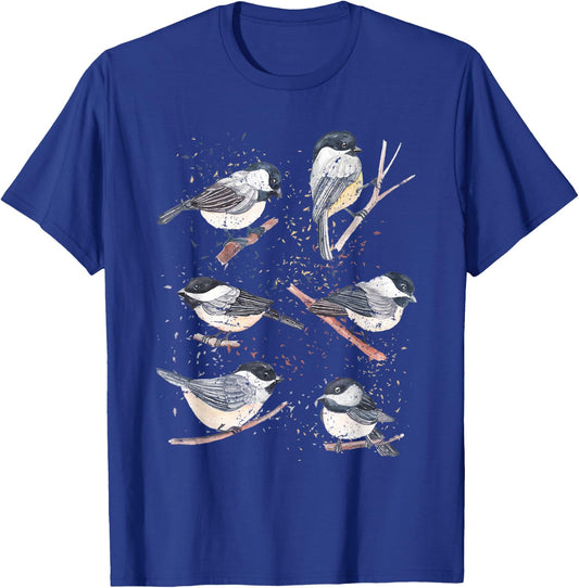 Bird Watching Birding Animal Nature Vintage Chickadee T-Shirt - T-Shirt | Royal