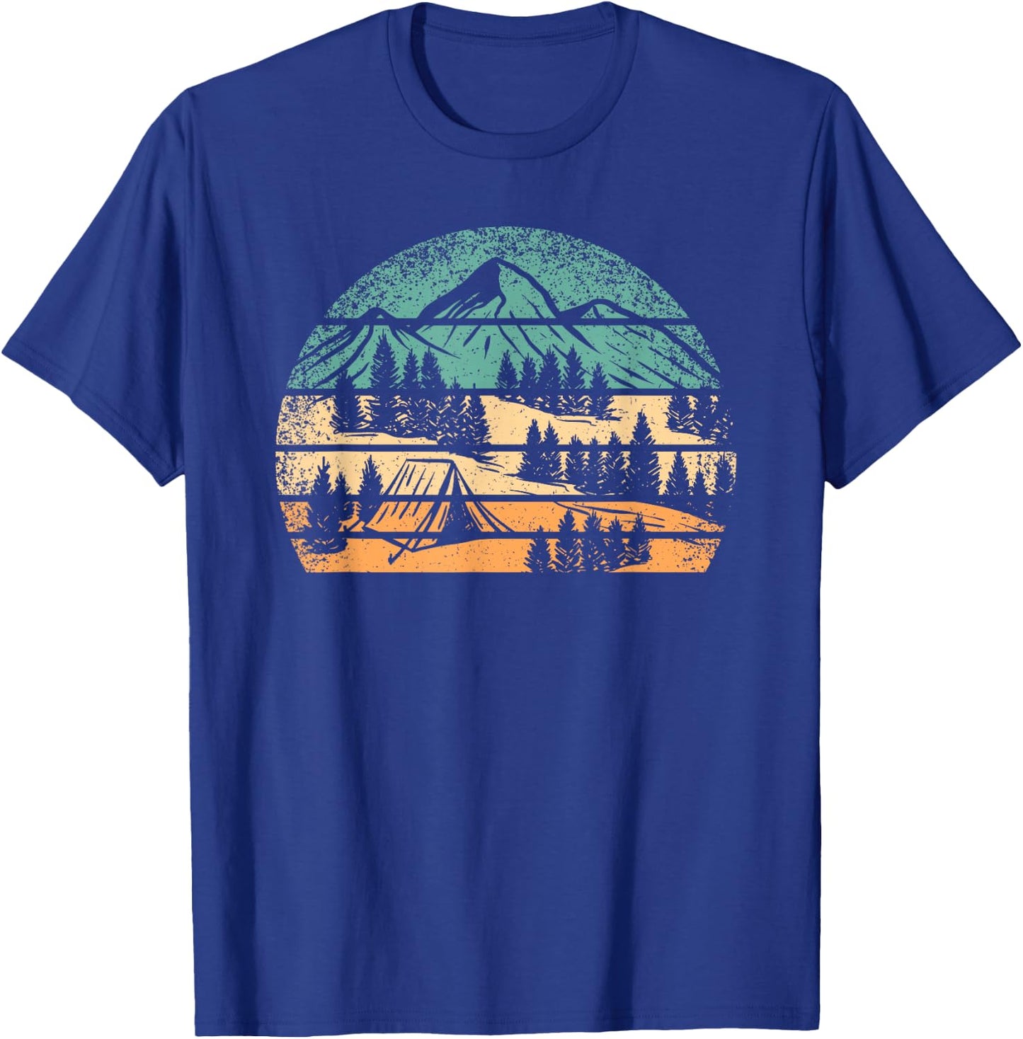 Retro Camping Outdoor Nature Mountain Camper Hiking Men T-Shirt - T-Shirt | Royal