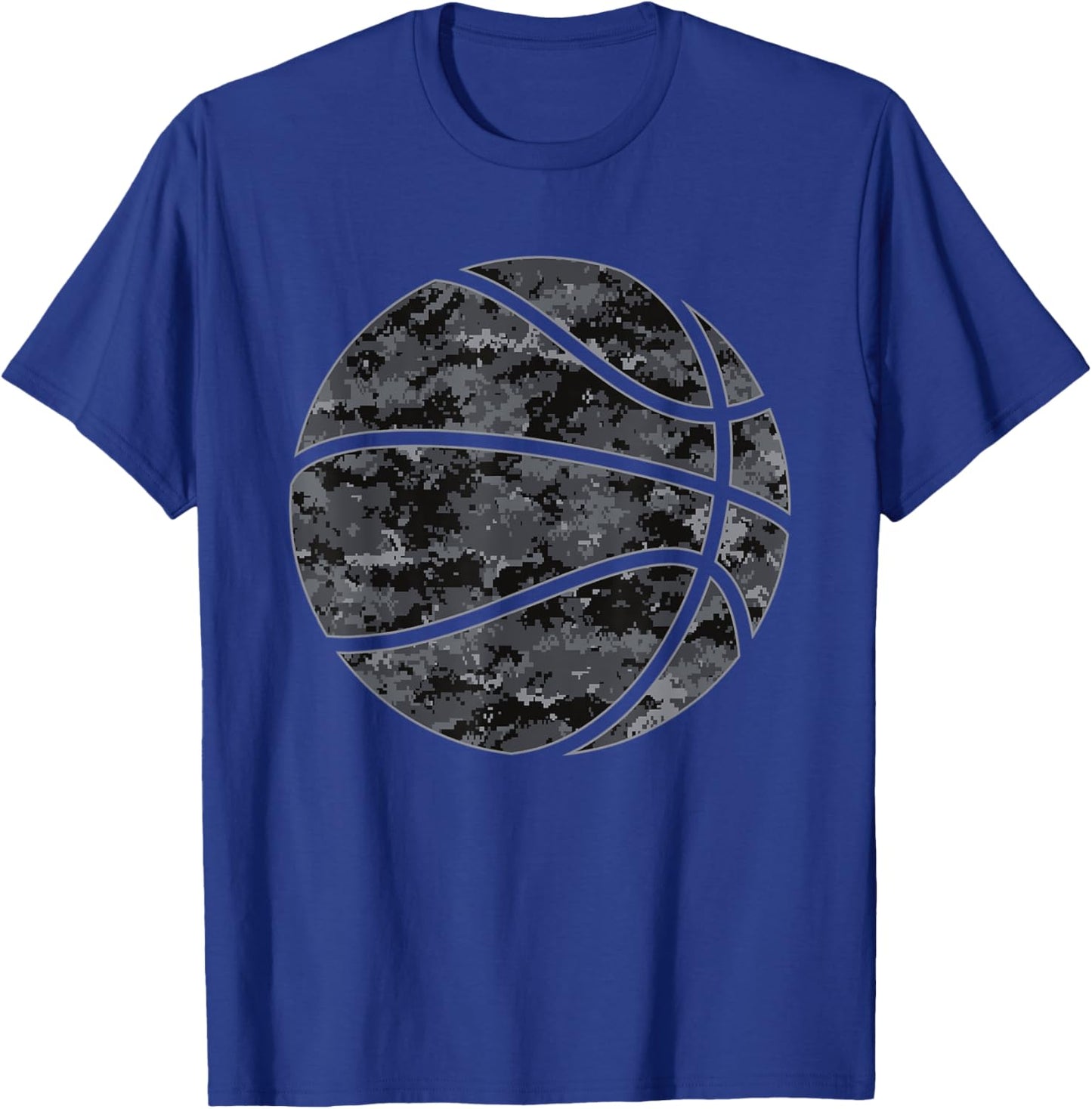 Dark Grey Camo Basketball - Dark Camouflage Basketball T-Shirt - T-Shirt | Royal