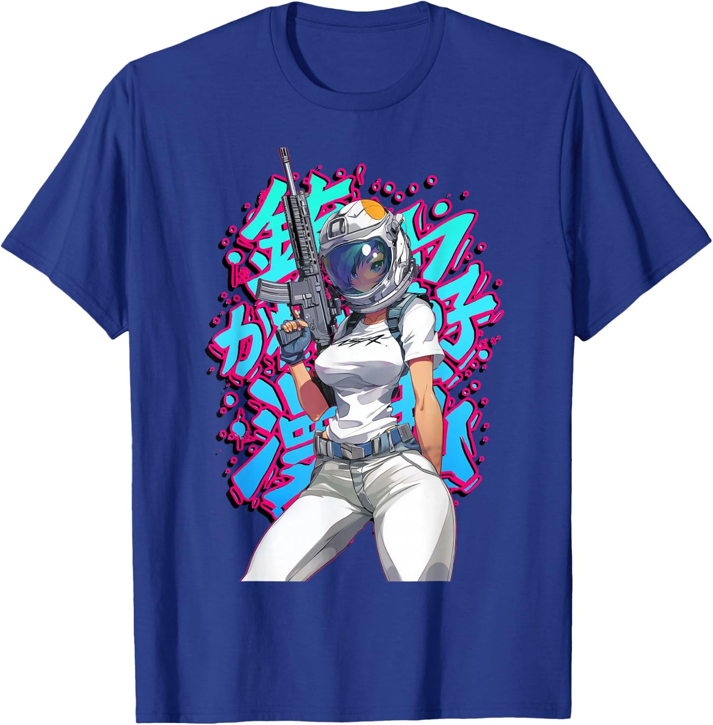 Anime Waifu Astronaut Manga Graffiti Graphic T-Shirt - T-Shirt | Royal