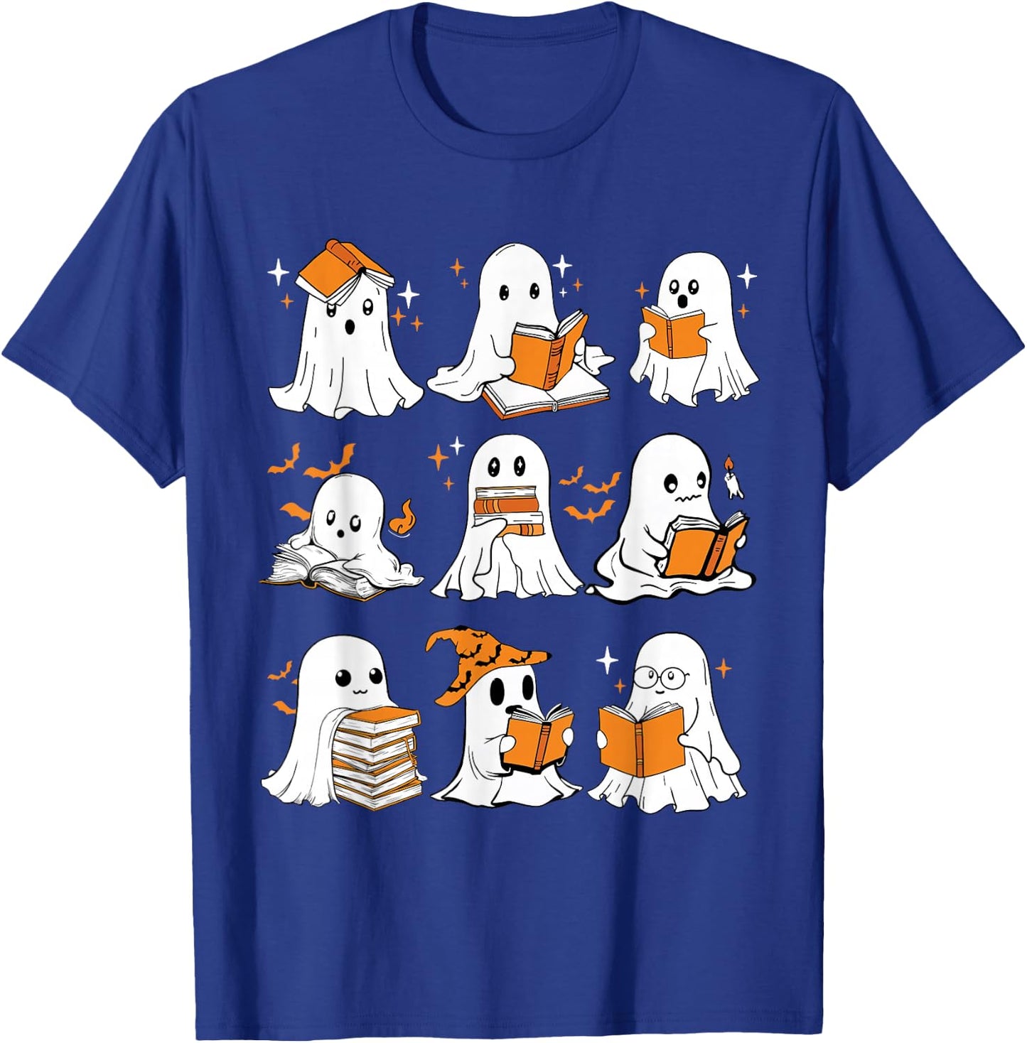 Ghosts Reading Books Lovers Club Booooks Halloween Reading T-Shirt - T-Shirt | Royal