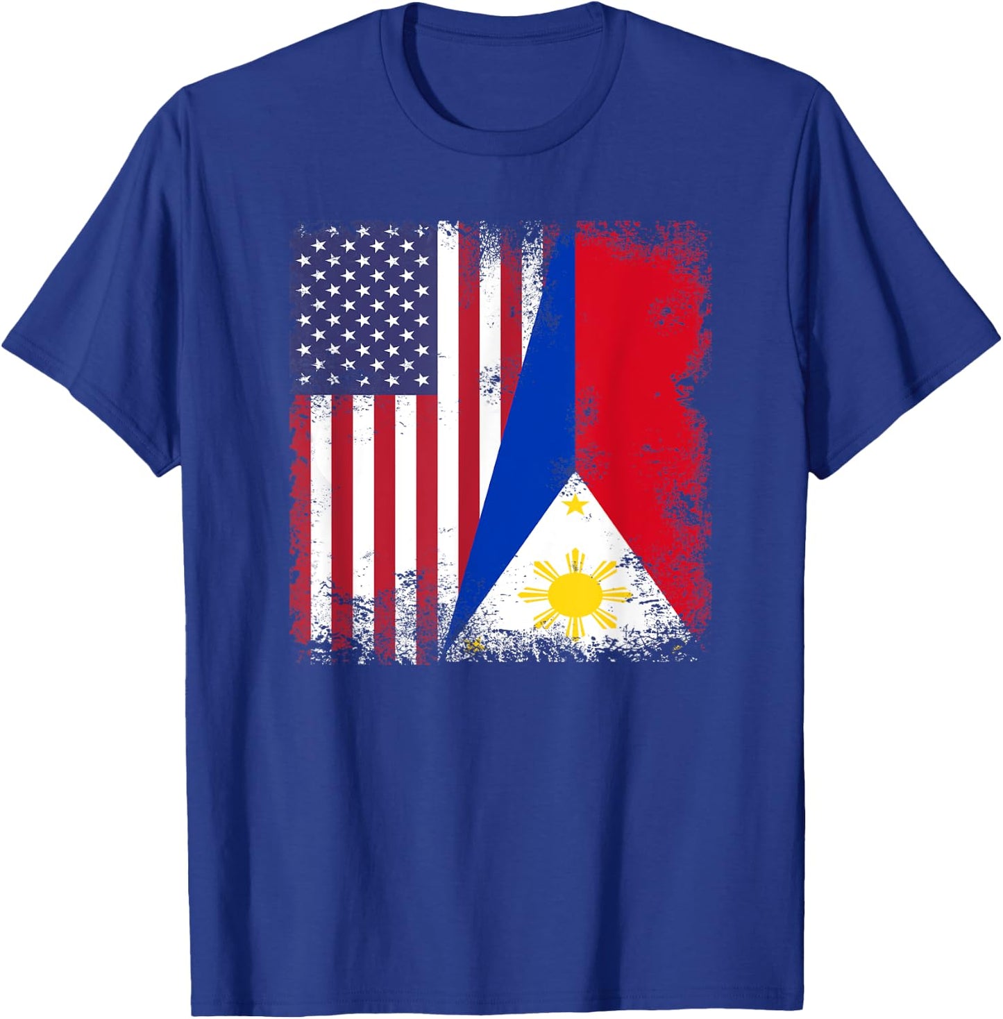 Half Filipino Flag | Vintage Philippines USA Gift T-Shirt - T-Shirt | Royal