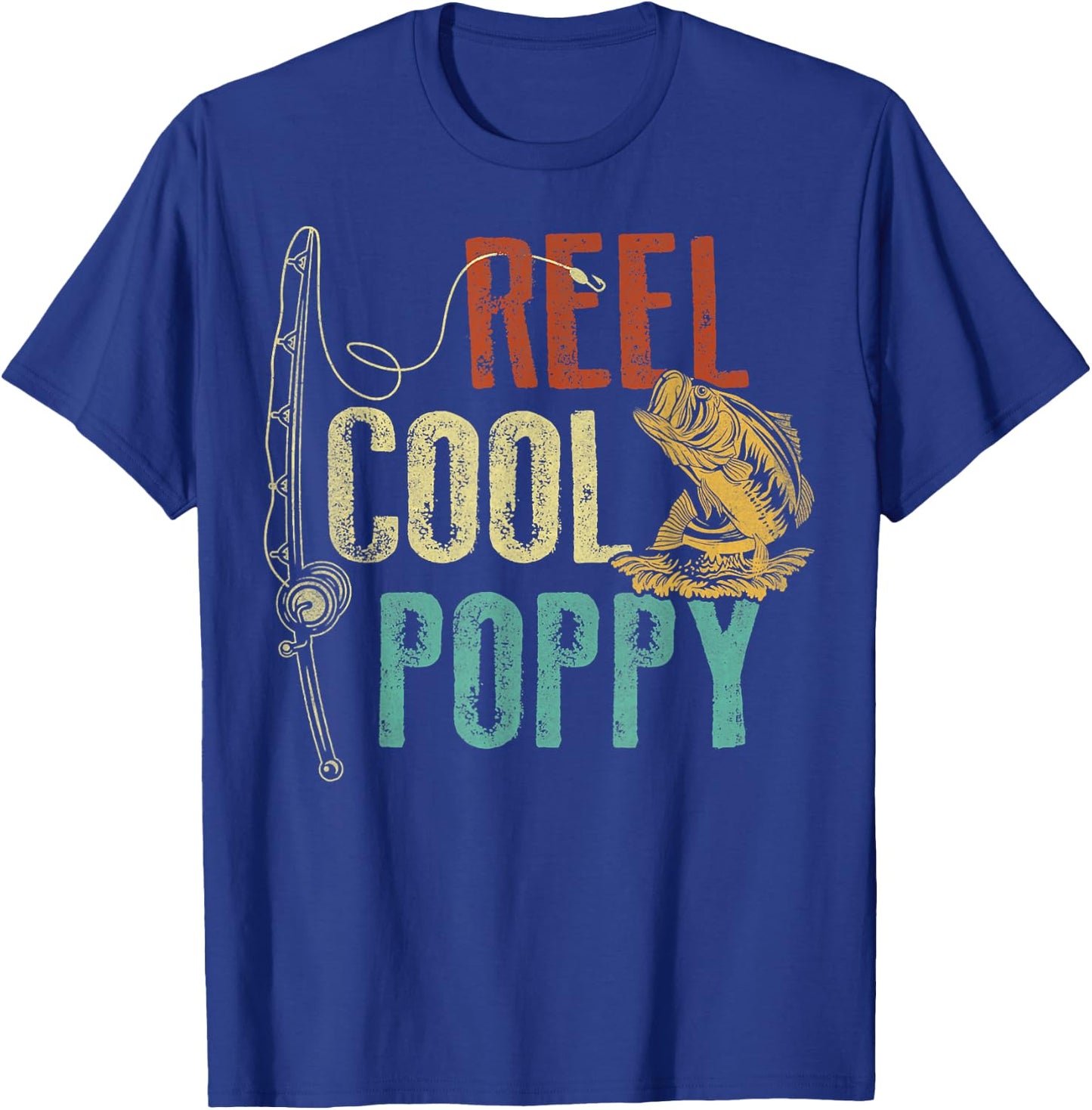 Reel Cool Poppy Fishing Grandpa Gift Father's Day Fisherman T-Shirt - T-Shirt | Royal