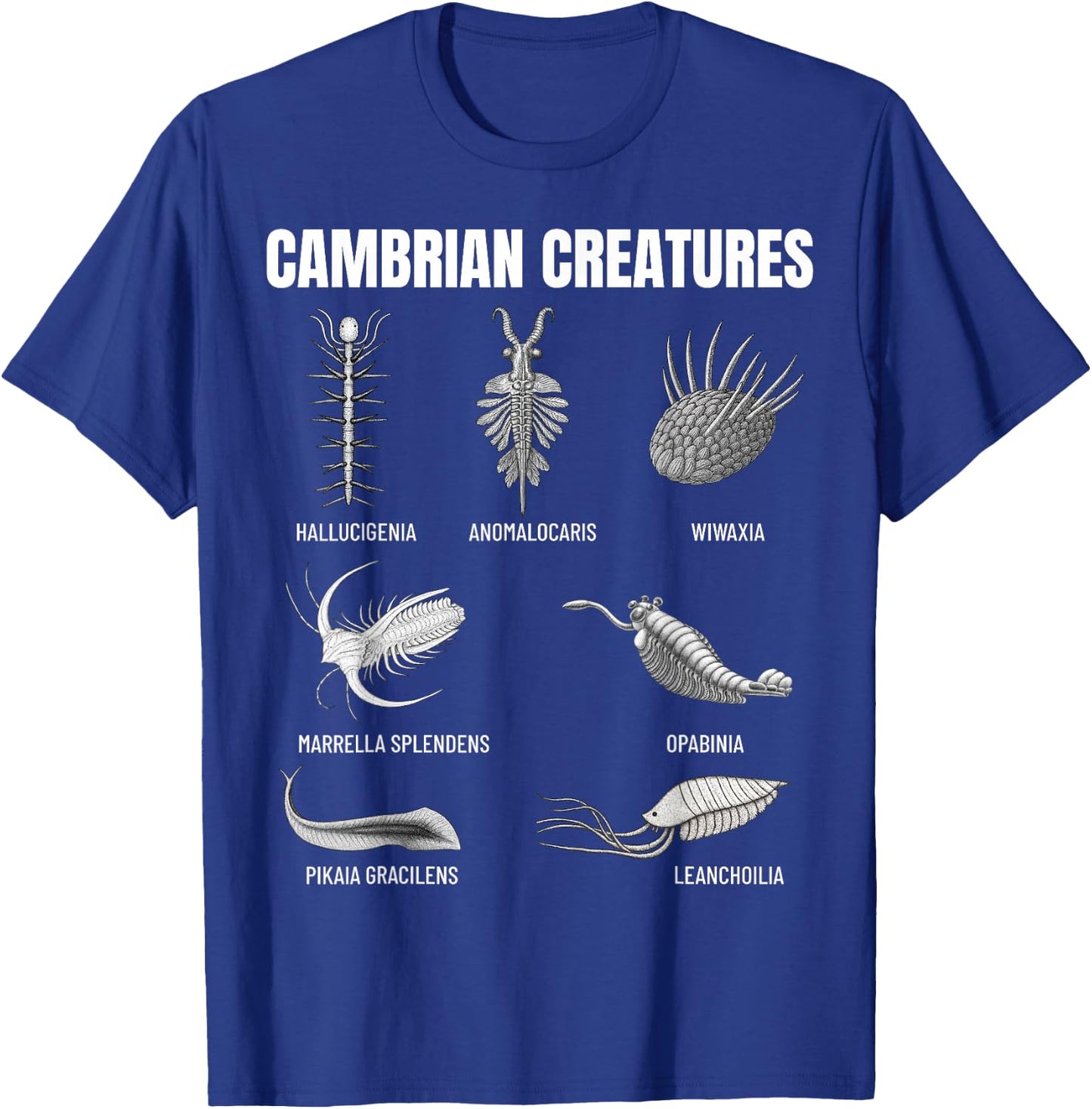 Cambrian Creatures Fossil Paleoart Evolution Science Lover T-Shirt - T-Shirt | Royal