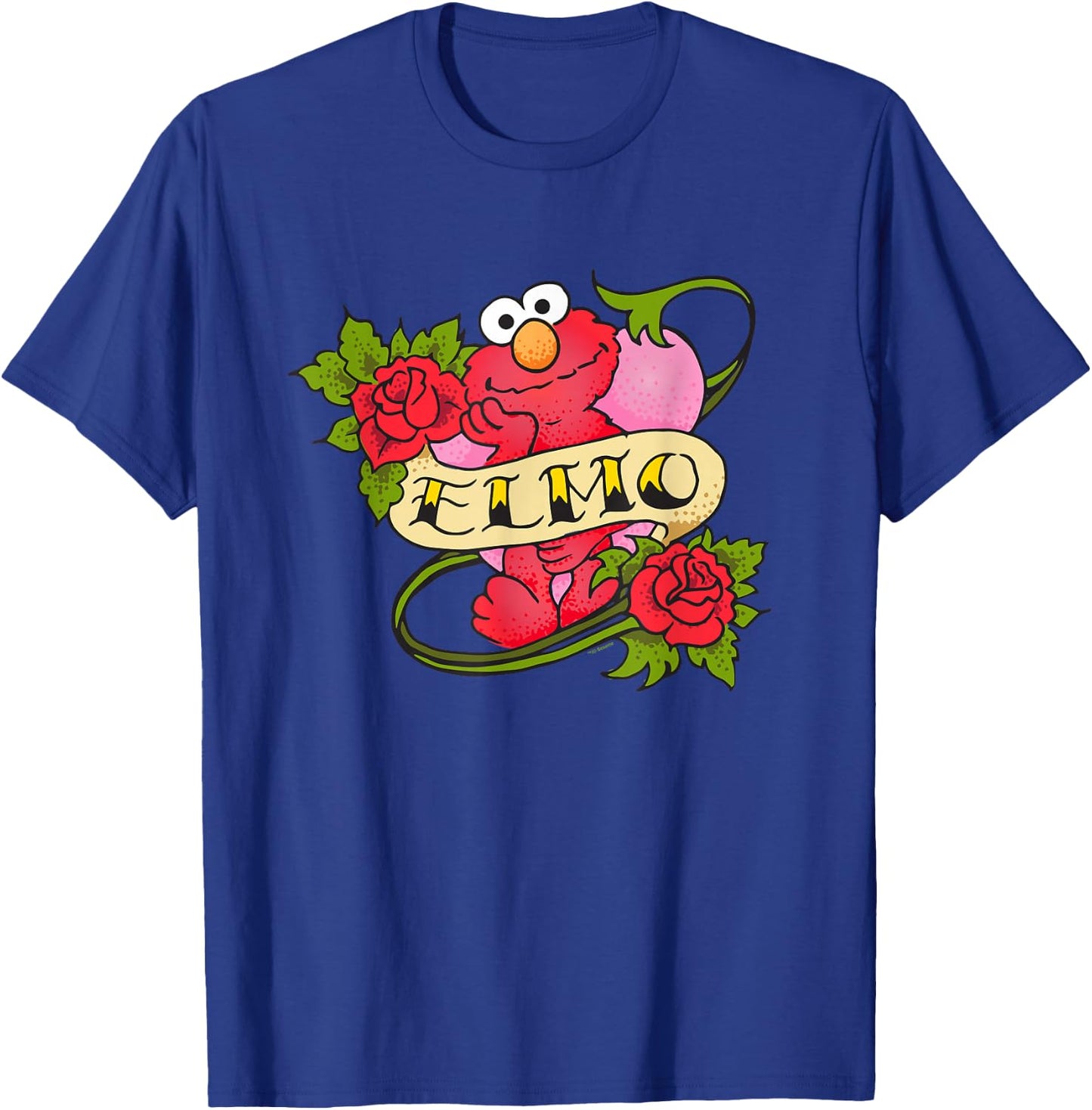 Sesame Street Elmo Hearts and Roses Tattoo T-Shirt - T-Shirt | Royal