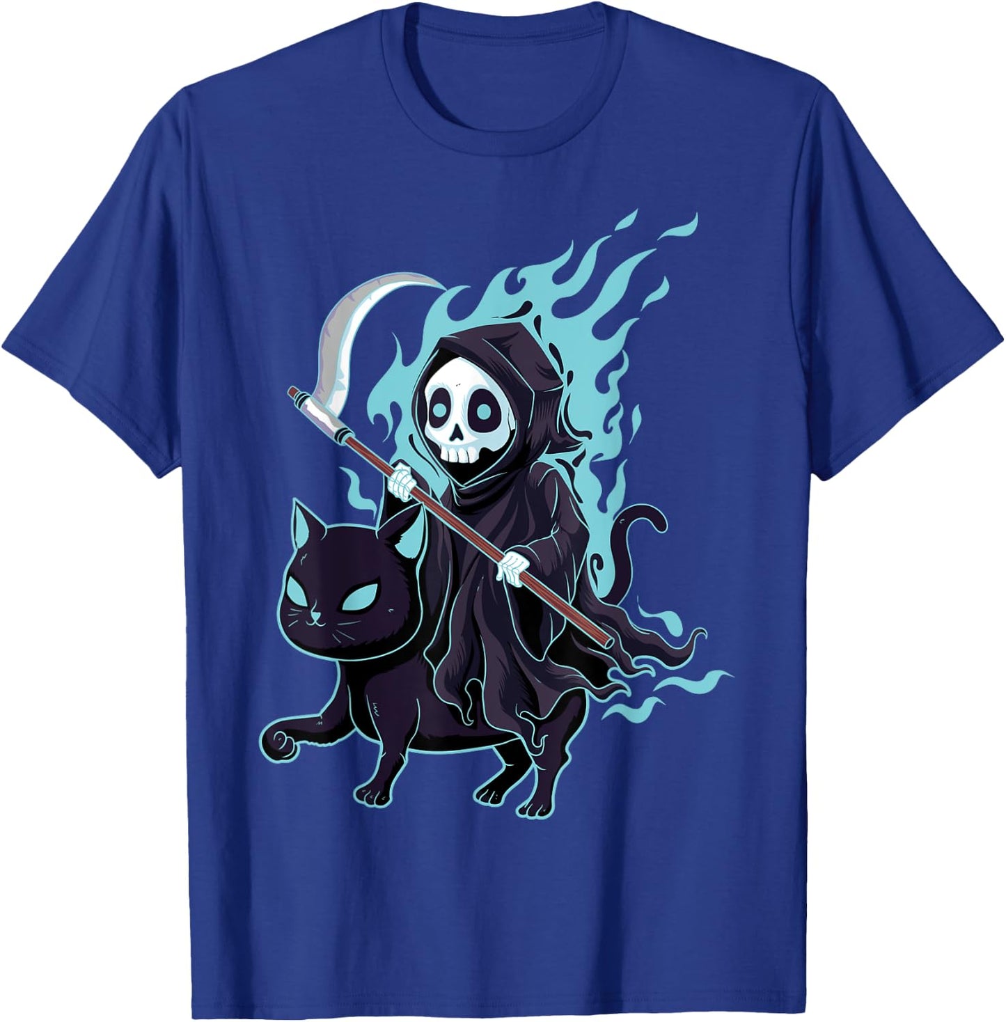 Grim Reaper Black Cat Demonic Evil Devil Occult Satanic T-Shirt - T-Shirt | Royal