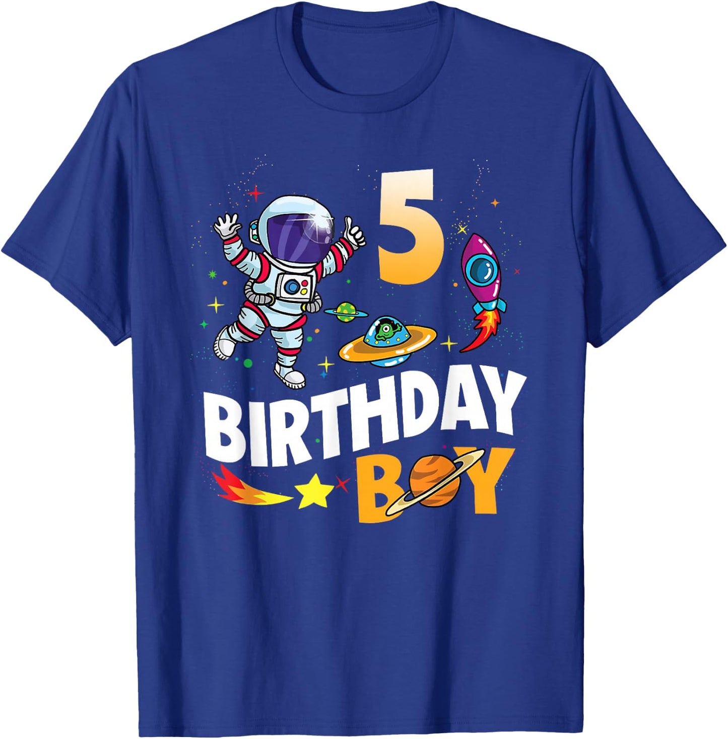 5 Year Old Boy Astronaut 5th Birthday Boy T-Shirt - T-Shirt | Royal