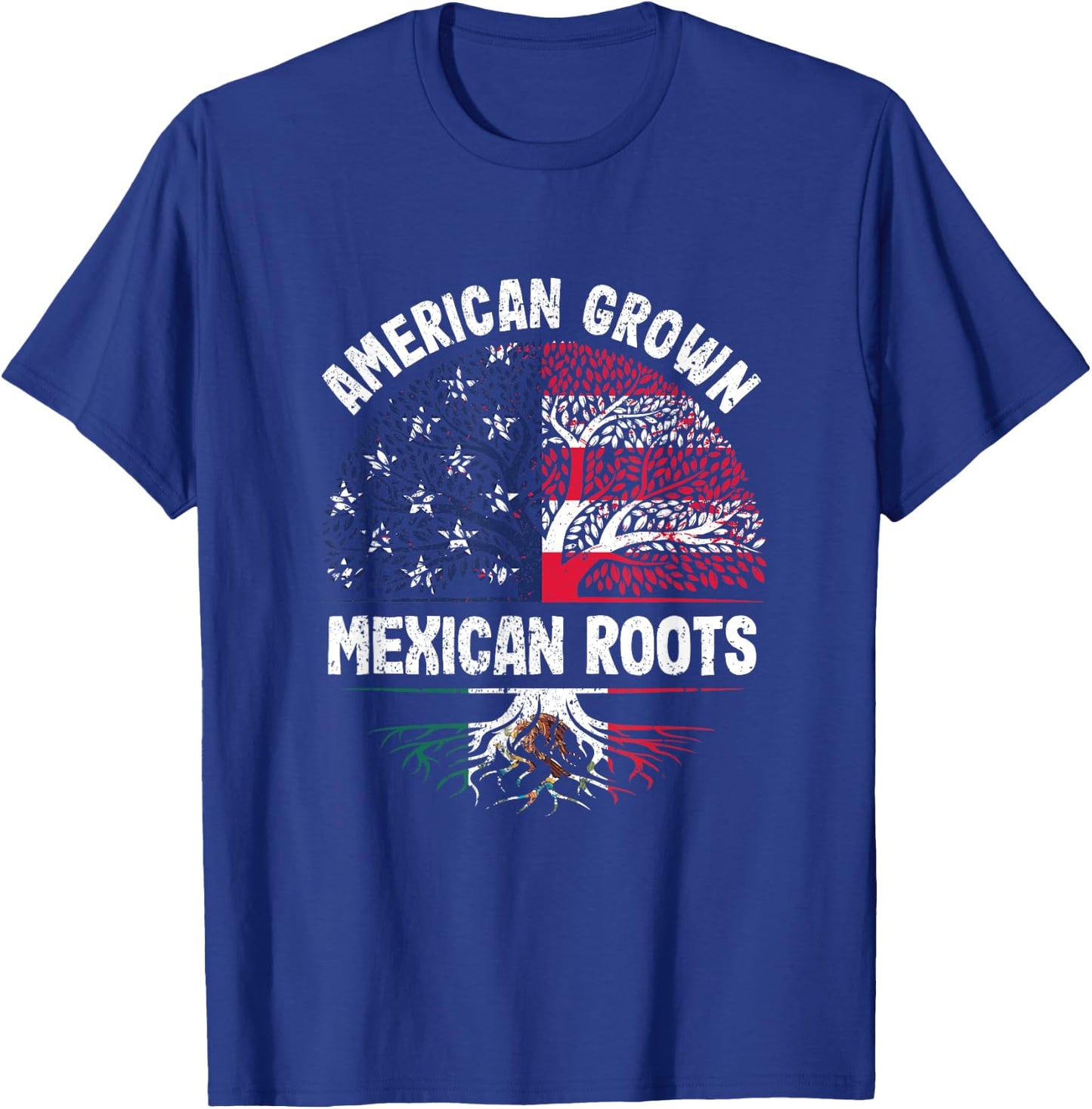 American Grown Mexican Roots USA Mexico Flag Heritage Pride T-Shirt - T-Shirt | Royal