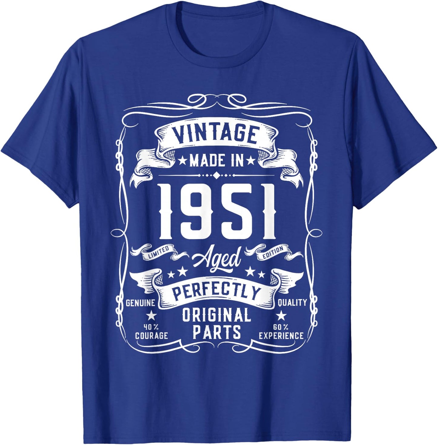 Vintage 1951 74yr 74th Birthday Gifts 74 Years Old T-Shirt - T-Shirt | Royal