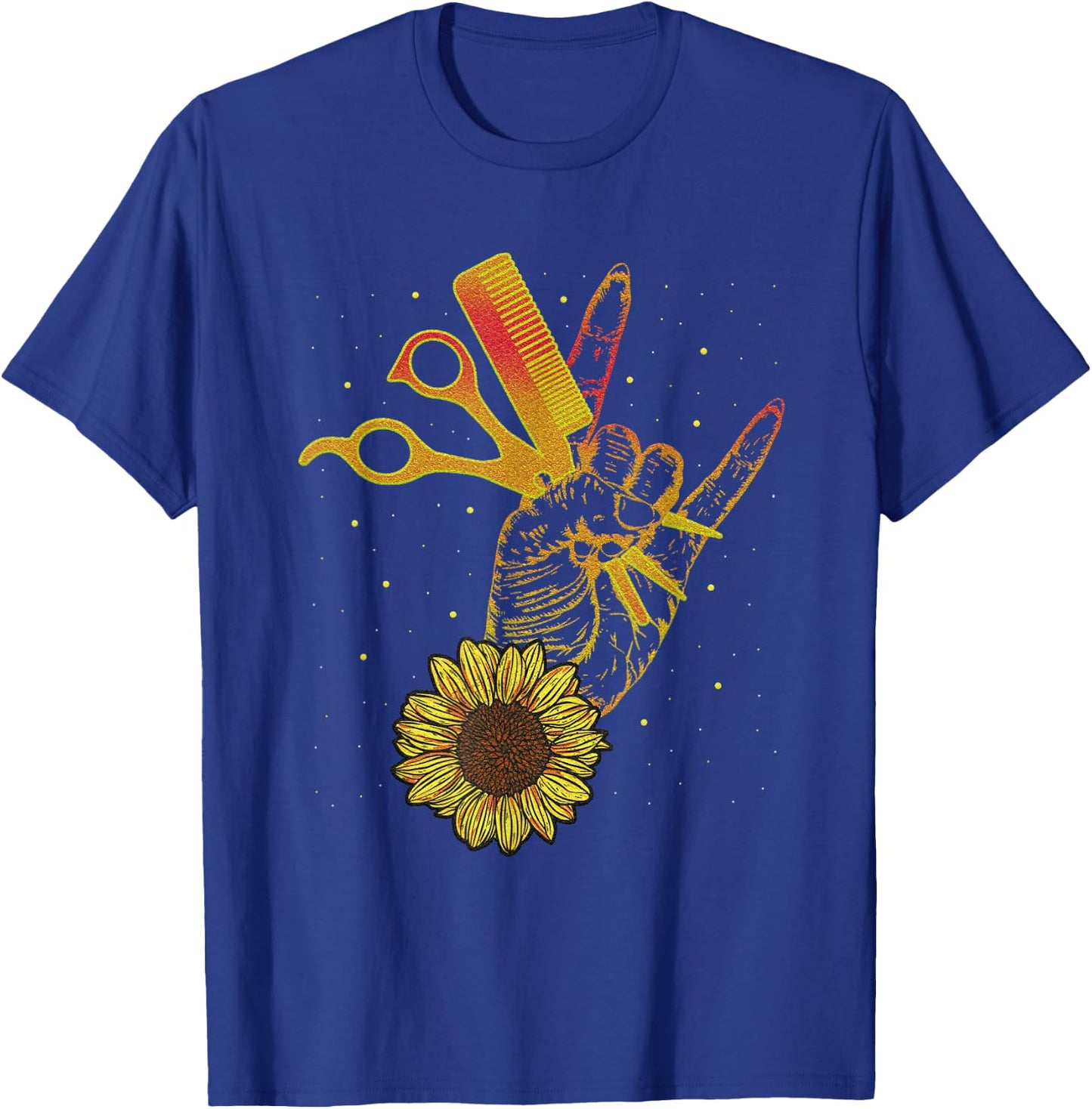 Hairstylist Sunflower Design Hippie Hair Salon T-Shirt - T-Shirt | Royal