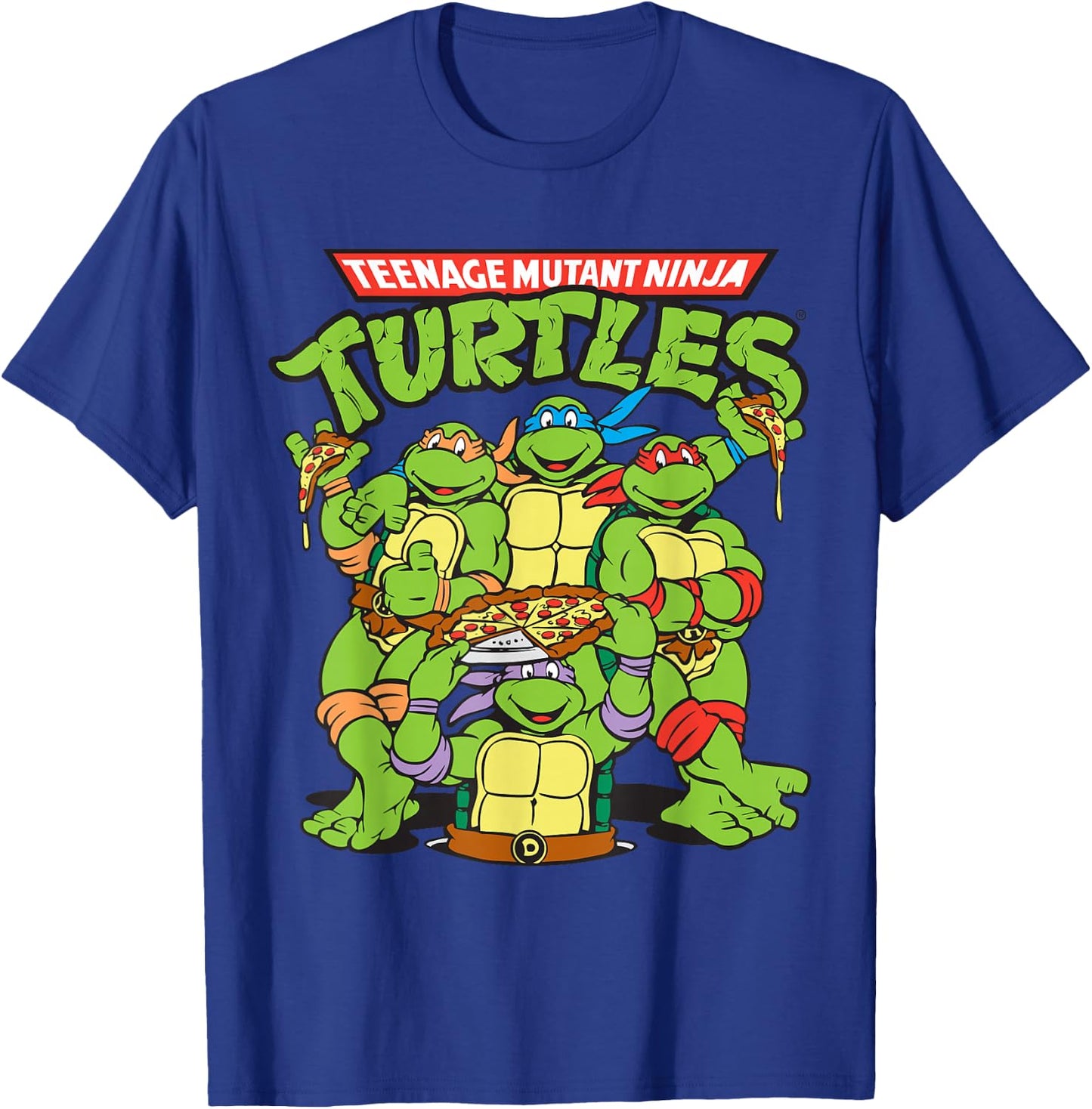 Retro TMNT Group with Pizza T-Shirt - T-Shirt | Royal