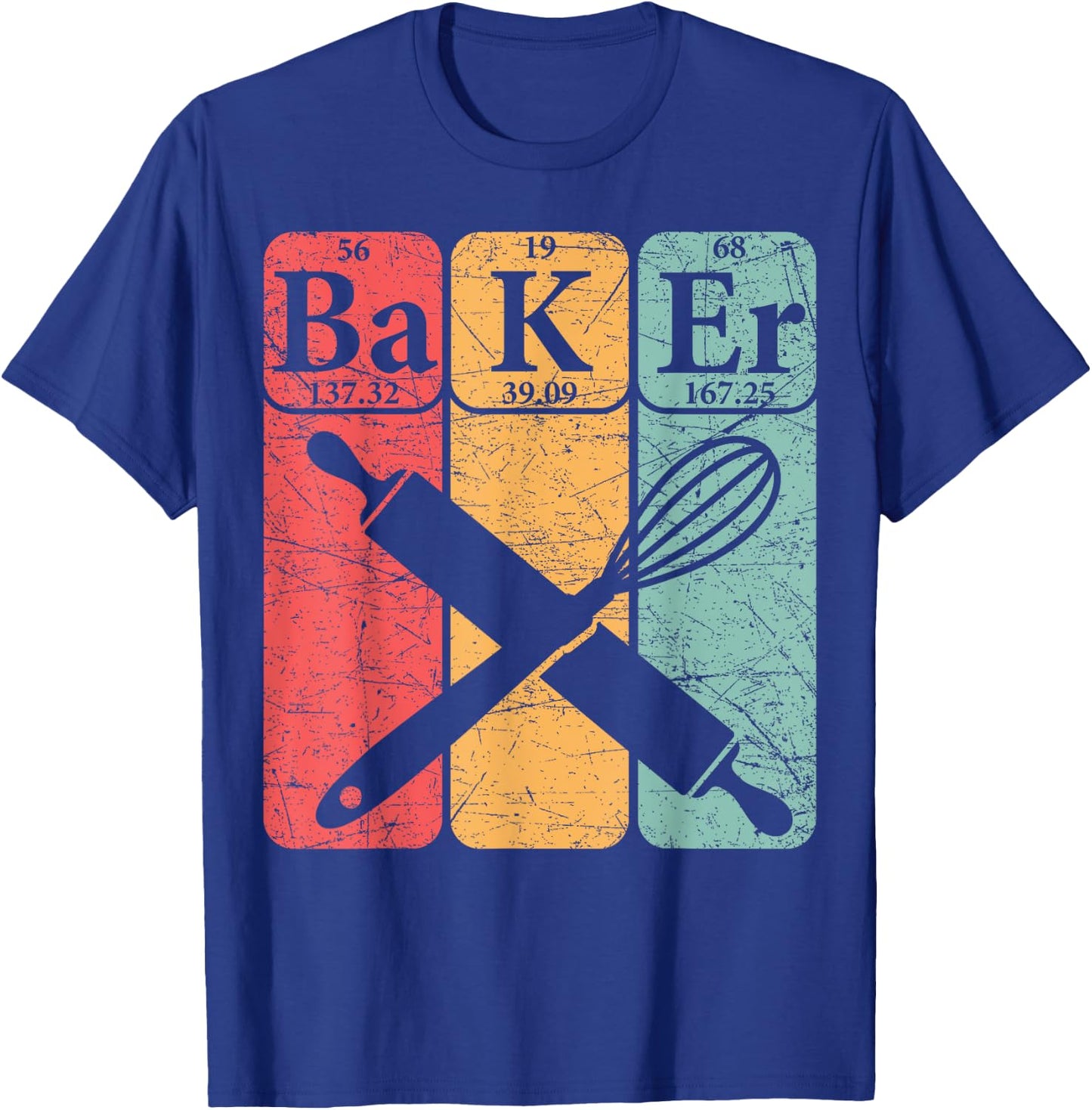 Baker Periodic Table Elements Baking Nerd Vintage T-Shirt - T-Shirt | Royal