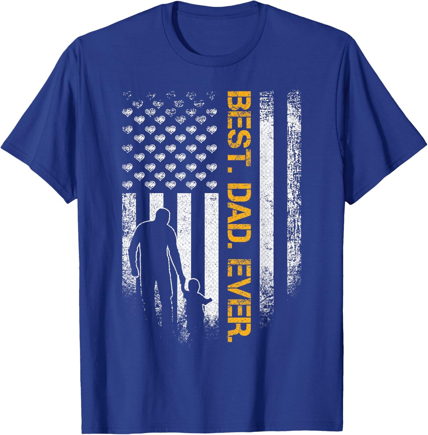 Vintage USA American Flag Best Dad Ever Funny Father's Day T-Shirt - T-Shirt | Royal