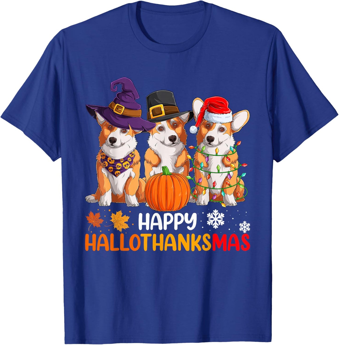 Happy Halloween Shirts, Welsh Corgi Dog Happy Hallothanksmas T-Shirt - T-Shirt | Royal