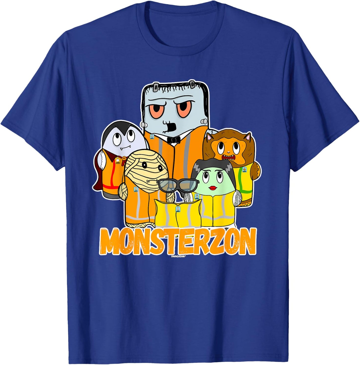 Swagazon Monsters Mummy Frankenstein Dracula Monsterzon T-Shirt - T-Shirt | Royal
