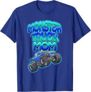 Monster Truck Mom Cool Blue Graffiti Style T-Shirt - T-Shirt | Royal