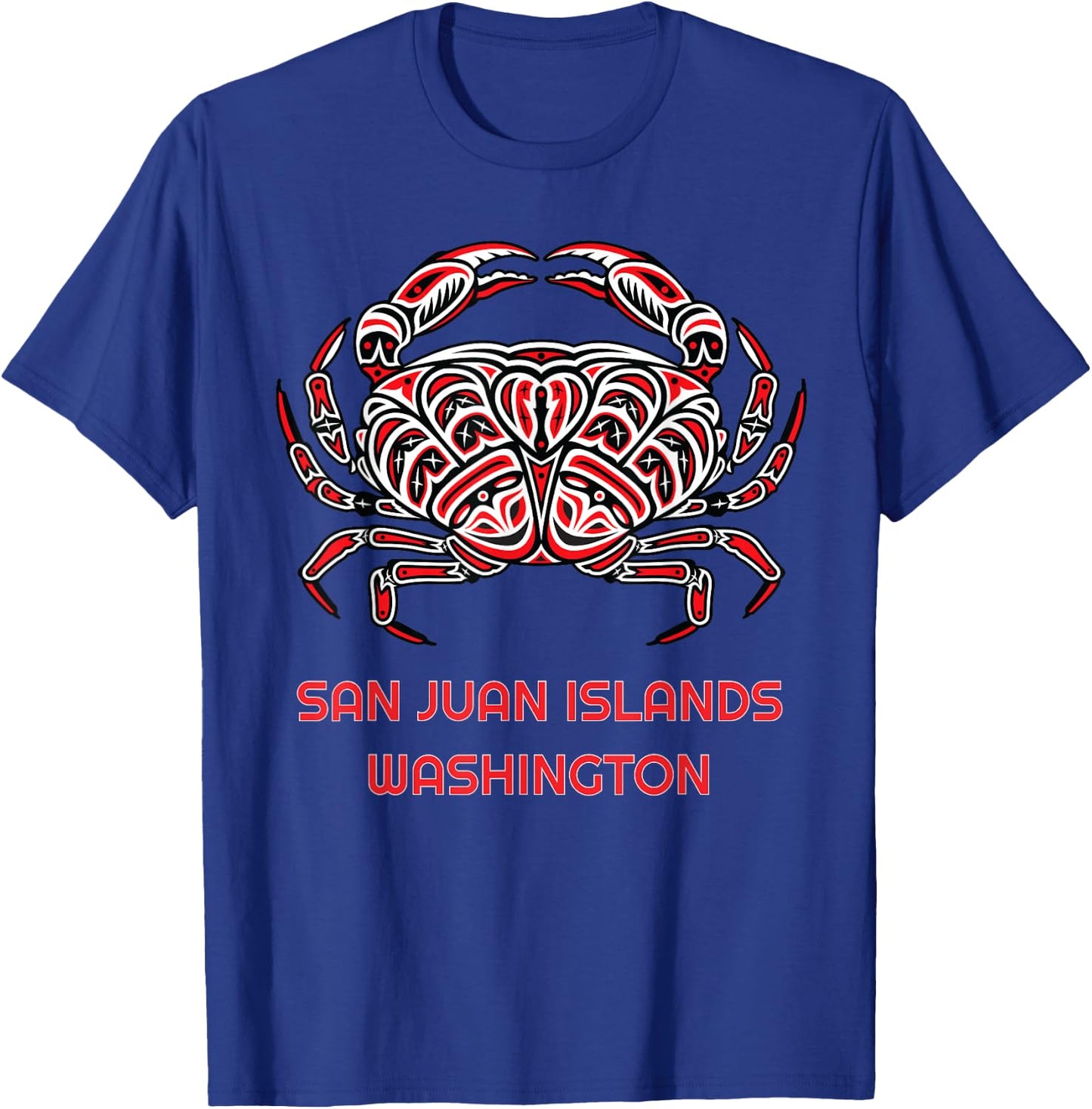 San Juan Islands Washington Dungeness Crab Native American T-Shirt - T-Shirt | Royal