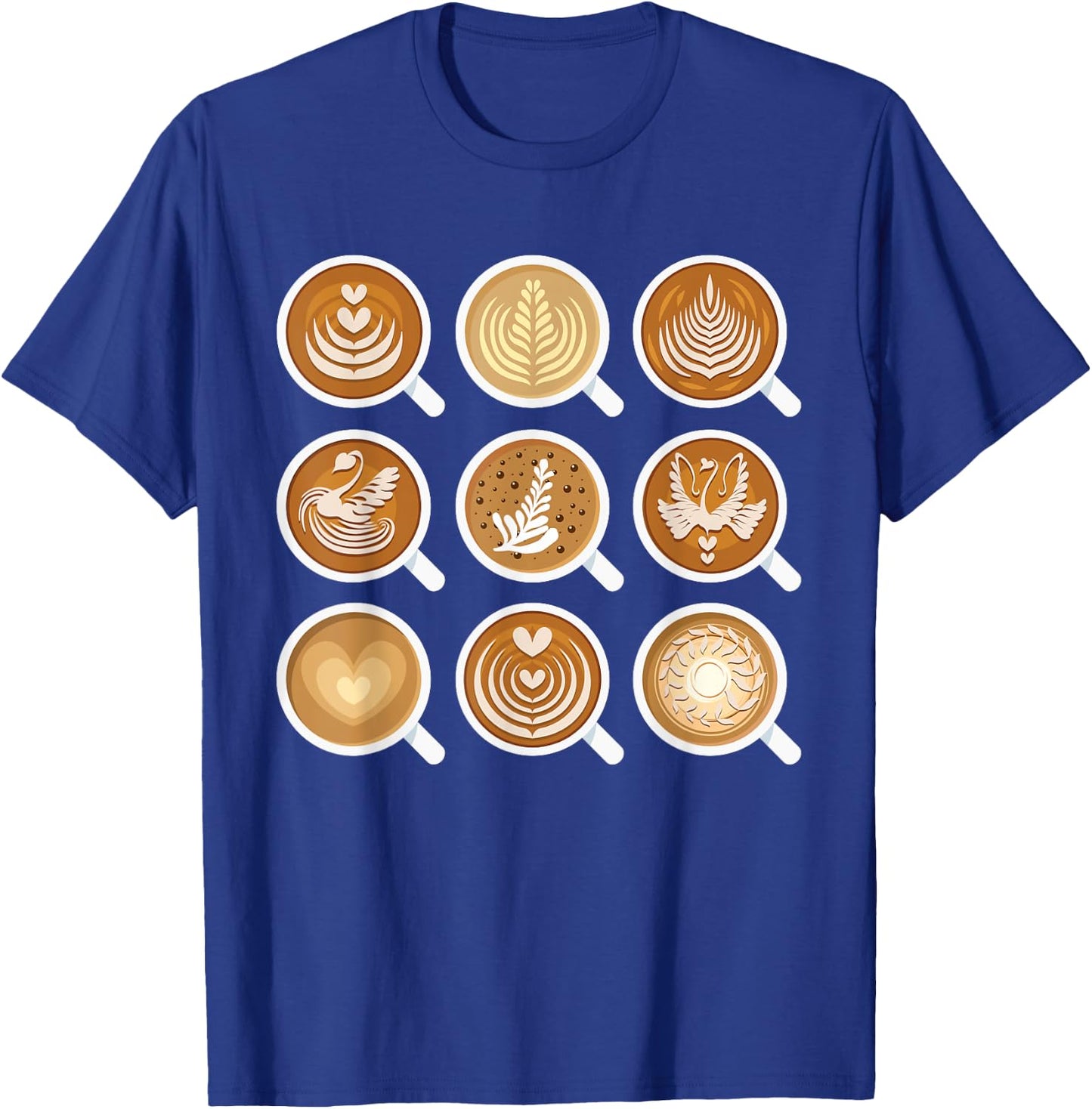 Barista Art - Lattes in 9 Coffee Mugs Cool T Shirt T-Shirt - T-Shirt | Royal