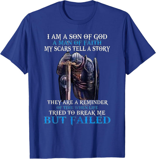 I am a son of god a man of faith my scars tell a story T-Shirt - T-Shirt | Royal