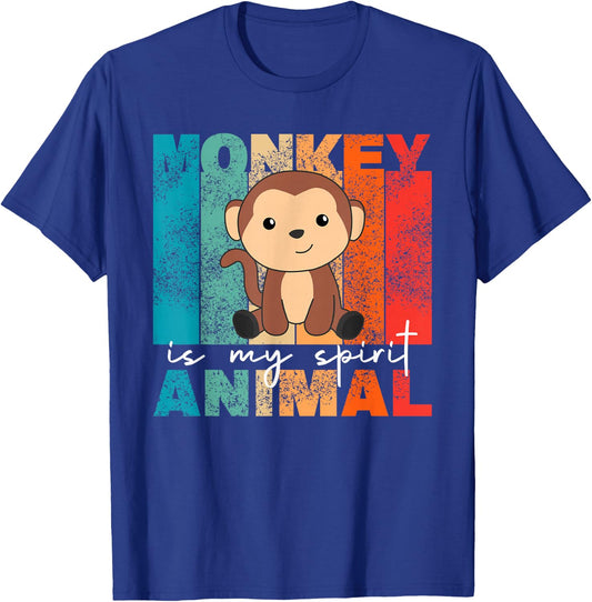 Monkey cute animals vintage Monkey Is My Spirit Animal T-Shirt - T-Shirt | Royal