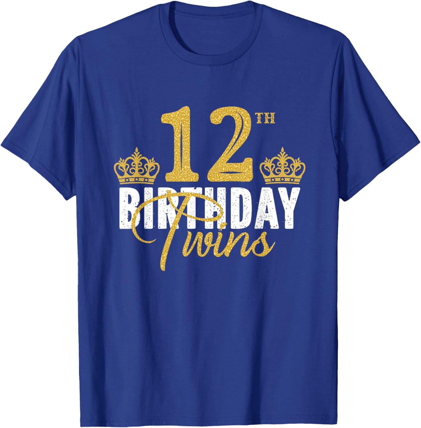 12th Birthday Twins 12 Years Old Party Idea For Boy And Girl T-Shirt - T-Shirt | Royal