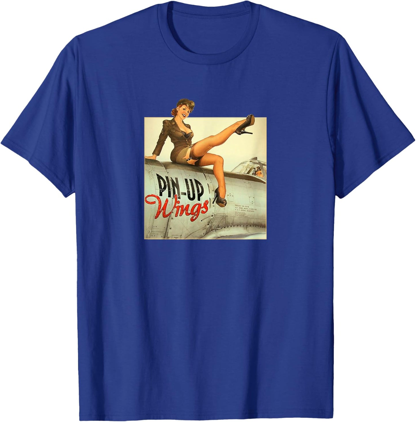 WW2 Pin Up Girl Wings Vintage Poster T-Shirt - T-Shirt | Royal