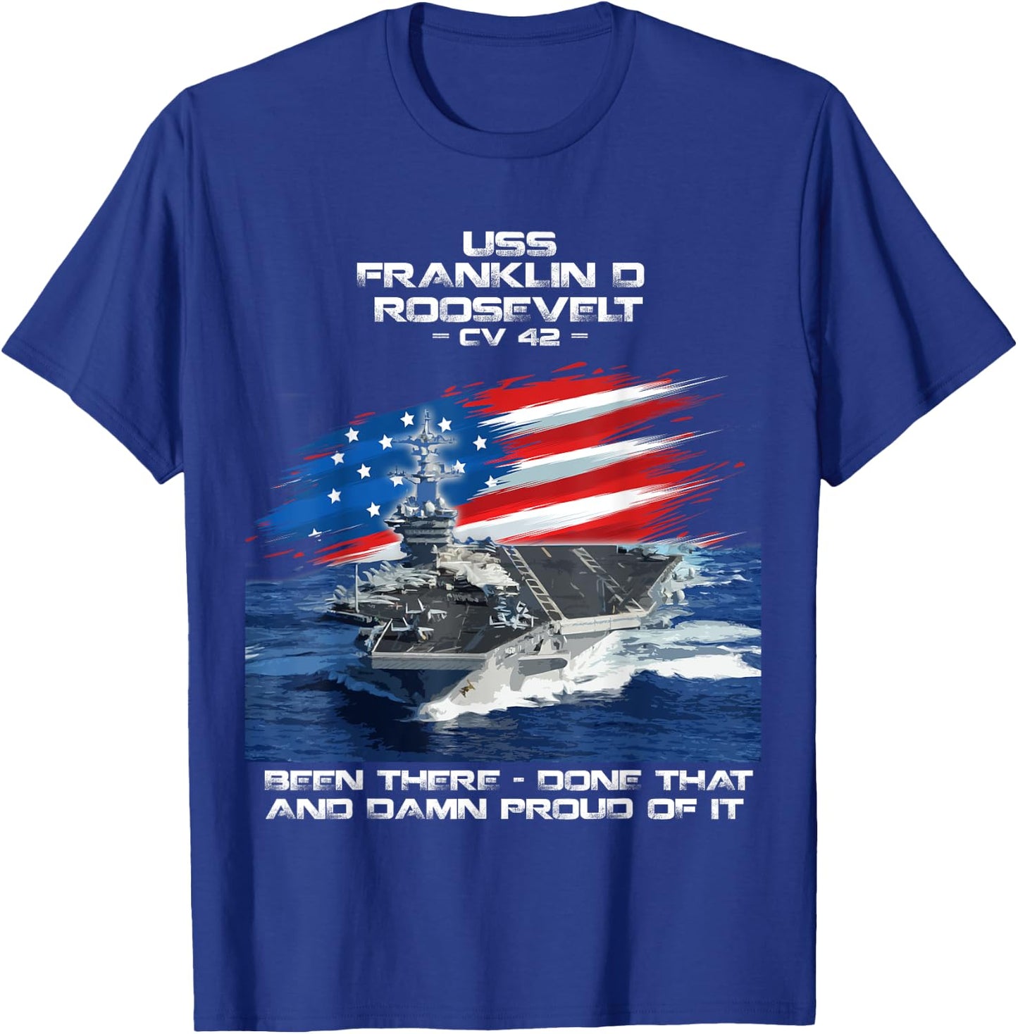 USS Franklin D Roosevelt CV 42 Aircraft Carrier Veteran Xmas T-Shirt - T-Shirt | Royal