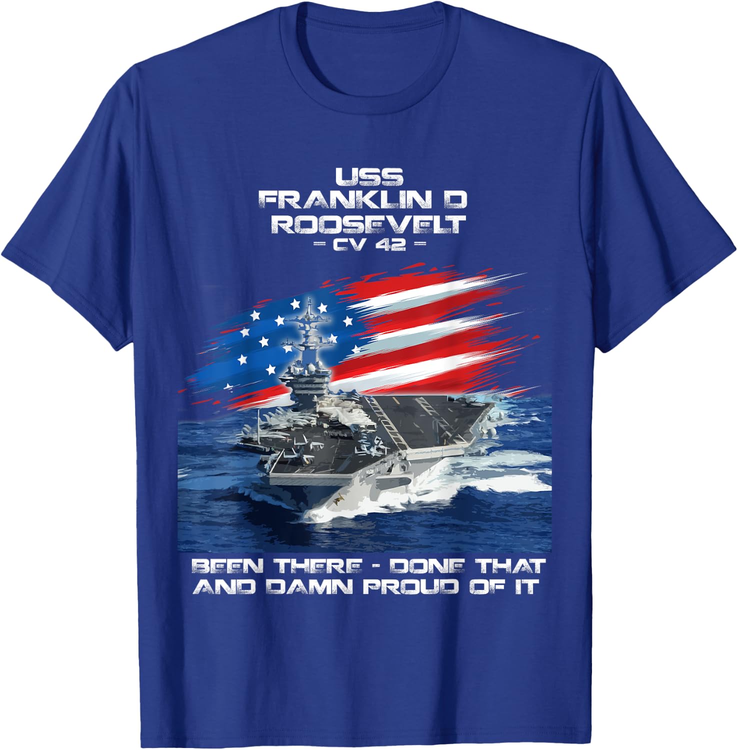 USS Franklin D Roosevelt CV 42 Aircraft Carrier Veteran Xmas T-Shirt - T-Shirt | Royal