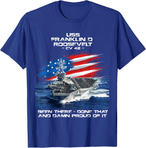 USS Franklin D Roosevelt CV 42 Aircraft Carrier Veteran Xmas T-Shirt - T-Shirt | Royal