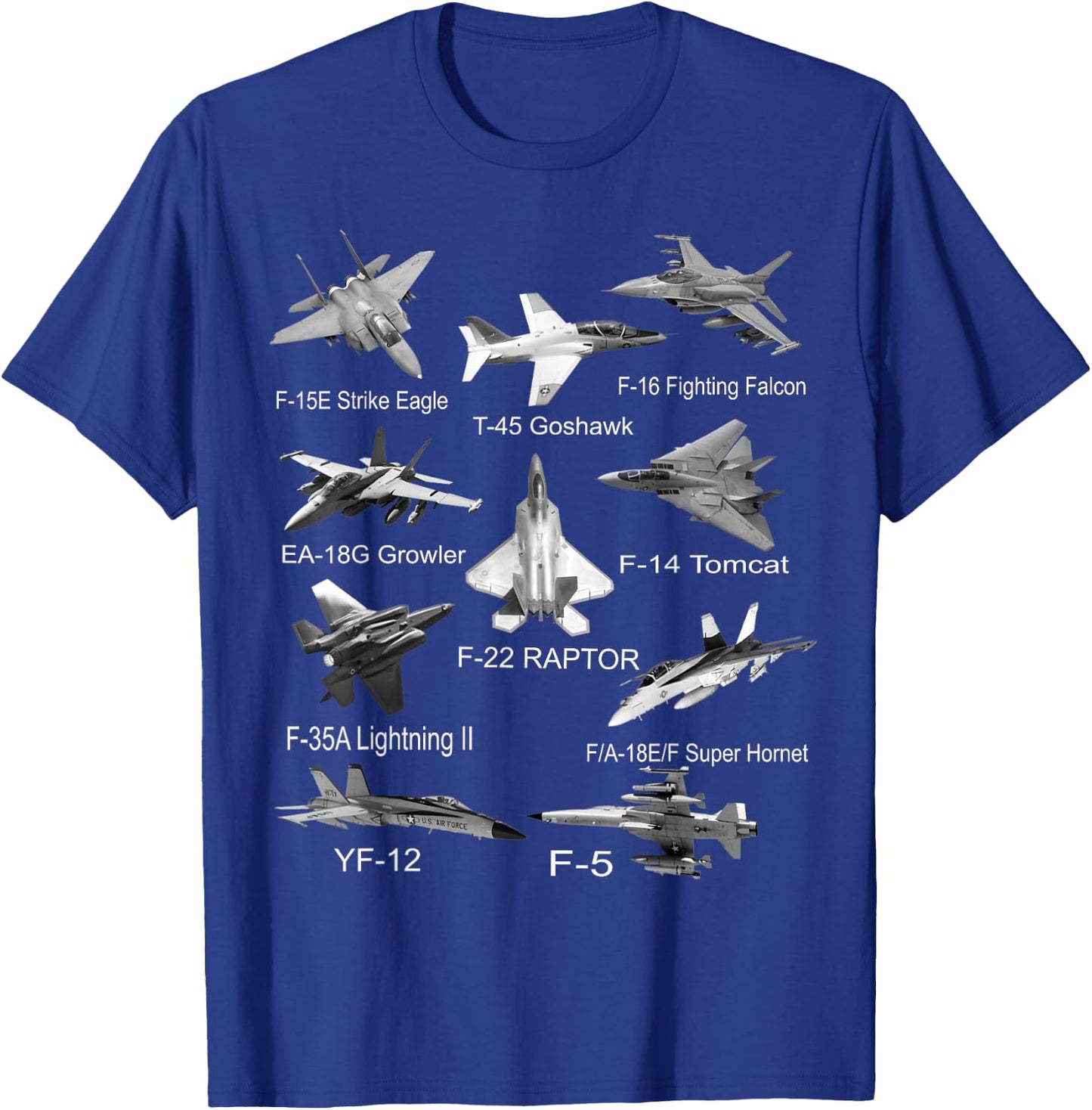 American Fighters Jets F22 Raptor F14 Tomcat Plane Spotting Small T-Shirt - T-Shirt | Royal