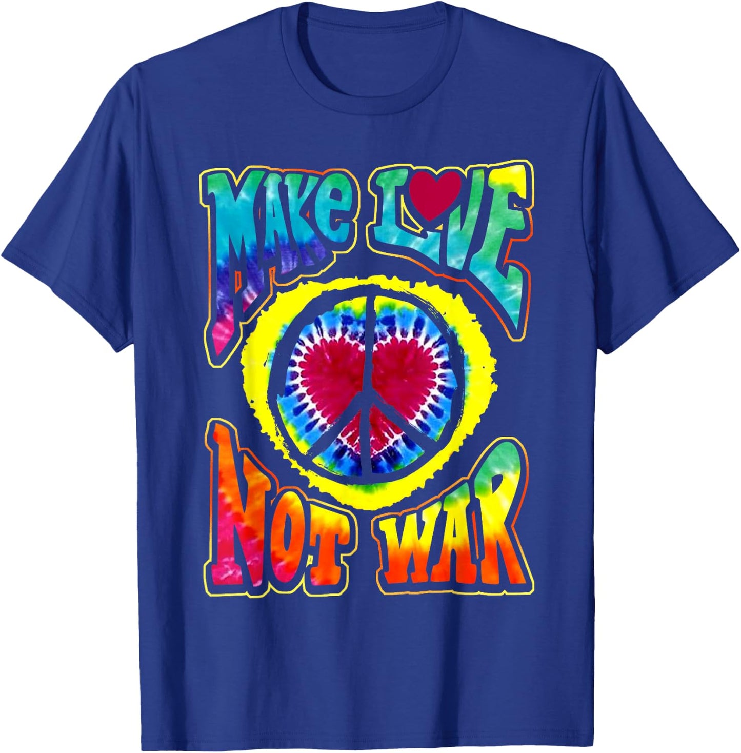 Retro Psychedelic Make Love Not War Hip Funky Radical T-Shirt - T-Shirt | Royal