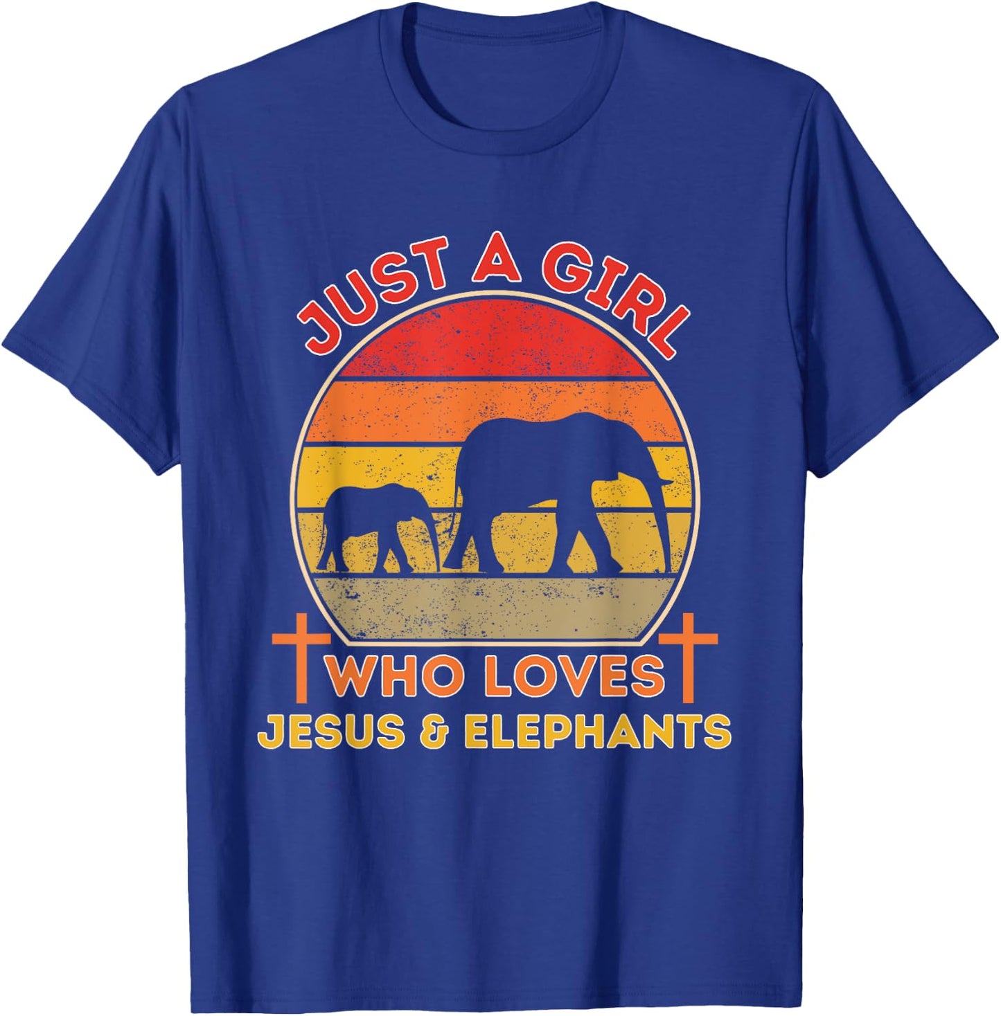 Just A Girl Who Loves Jesus And Elephants - Retro Christian T-Shirt - T-Shirt | Royal