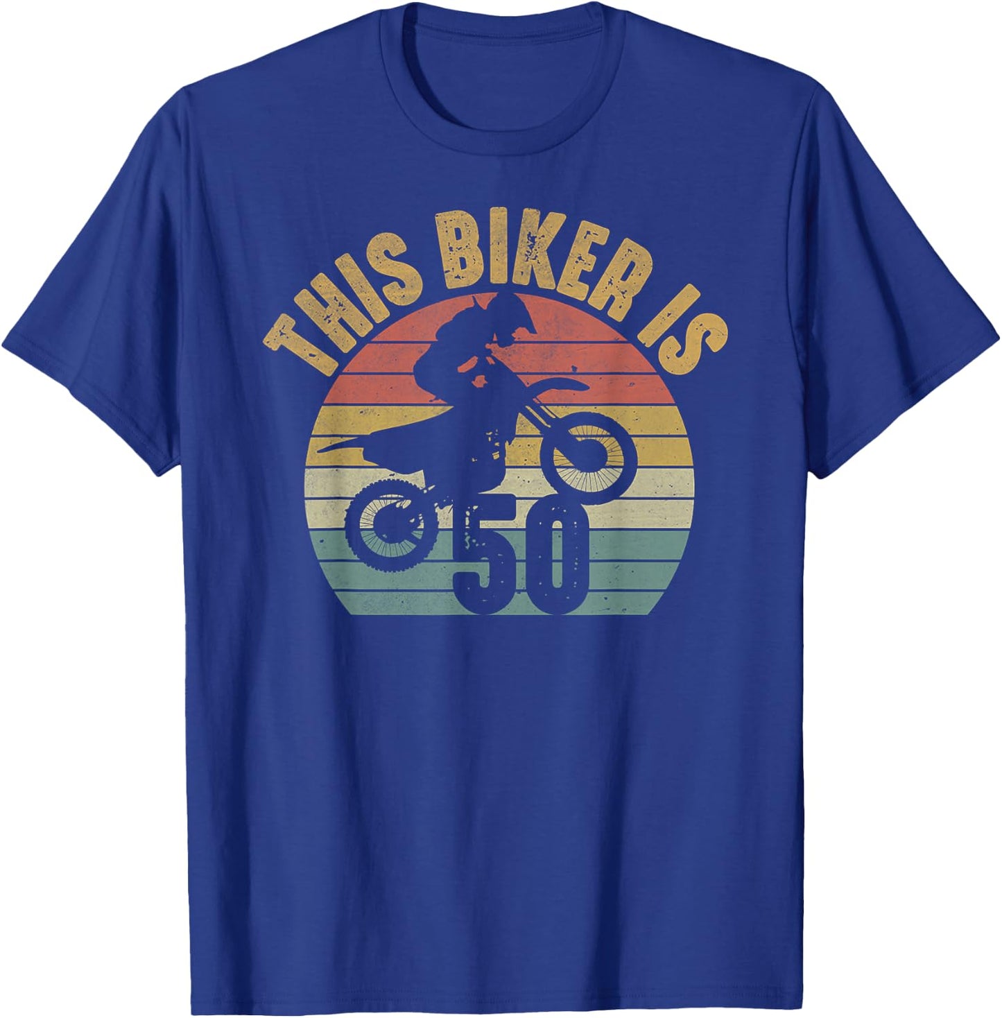 Dirt Bike 50th Birthday 50 Years Old Bday Party Motocross T-Shirt - T-Shirt | Royal