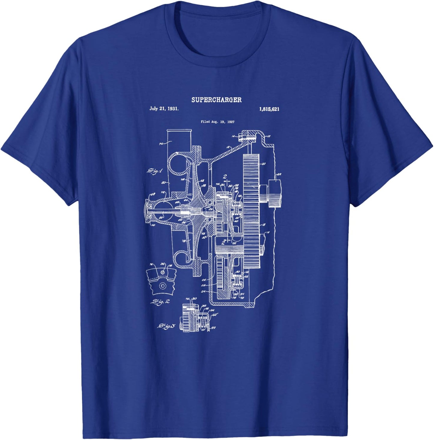 Vintage Supercharger Muscle Car Shirt - Super Charger Turbo T-Shirt - T-Shirt | Royal